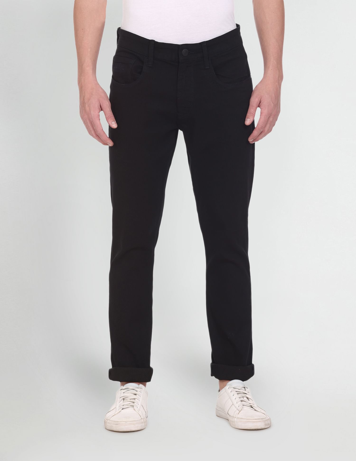 Woody Slim Straight Fit Mid Rise Jeans Black - U.S. Polo Assn. India | Large