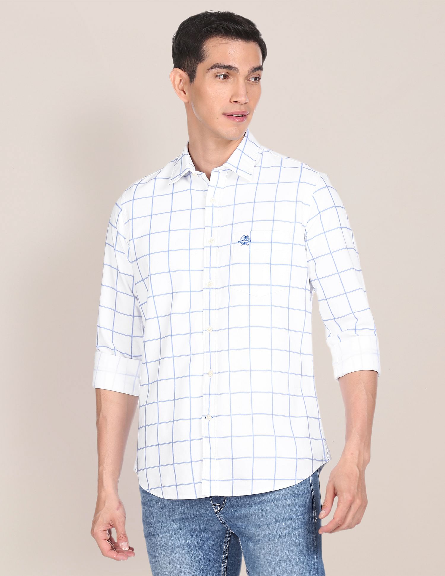 Men White Tailored Regular Fit Spread Collar Casual Shirt White - U.S. POLO ASSN. | Large