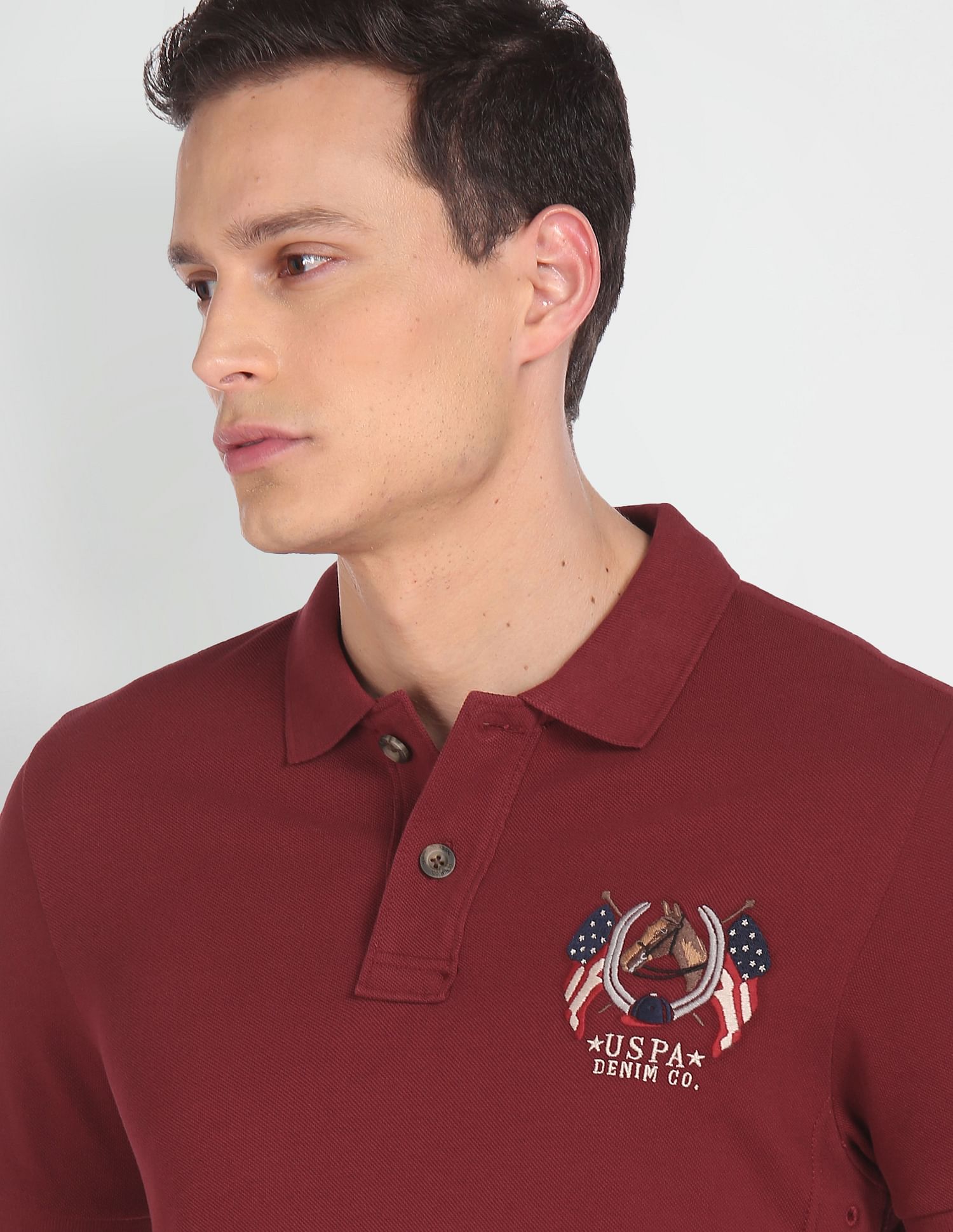 Cotton Solid Polo Shirt Maroon - U.S. POLO ASSN. | Large
