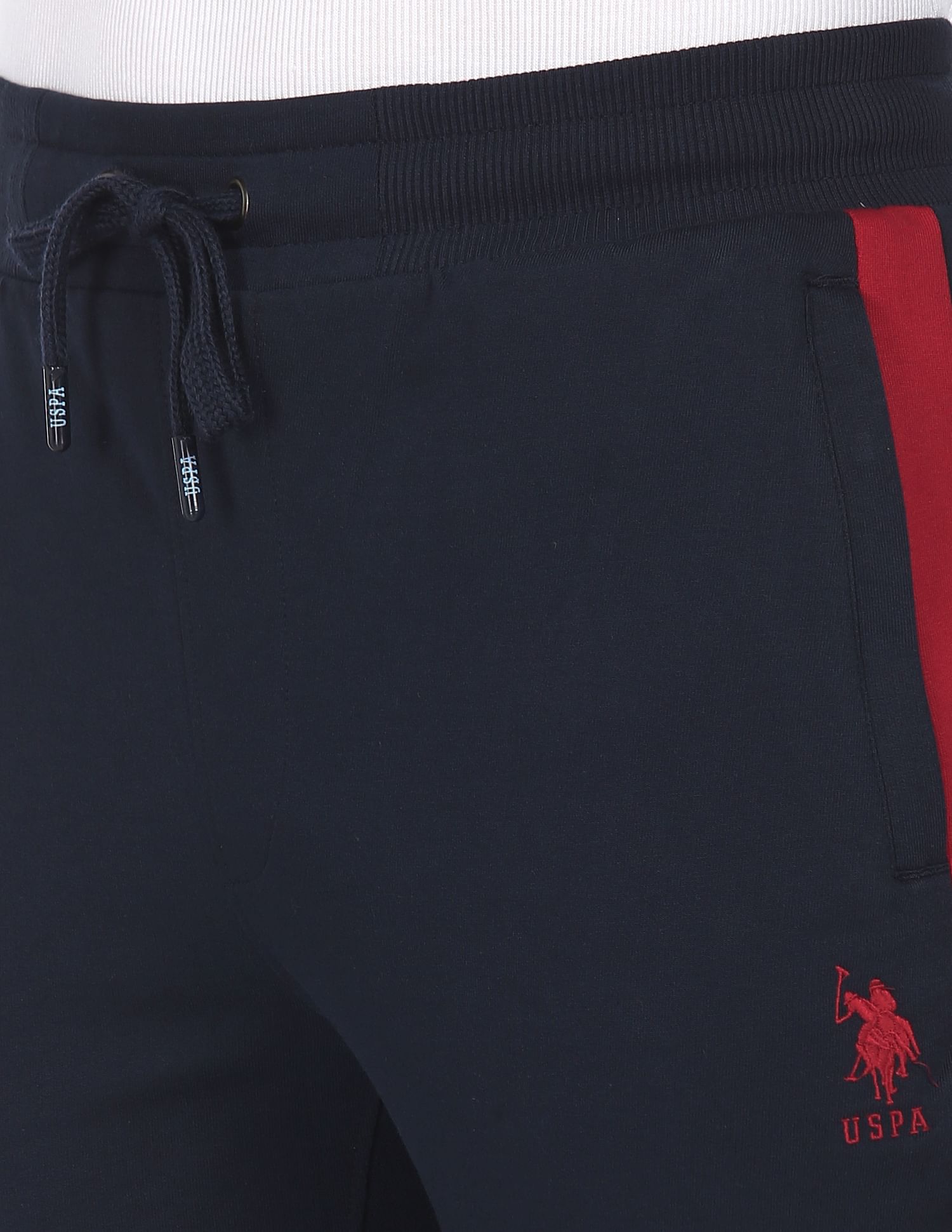 Men Navy Blue Mid Rise Solid Joggers Navy Blue - U.S. POLO ASSN. | Large