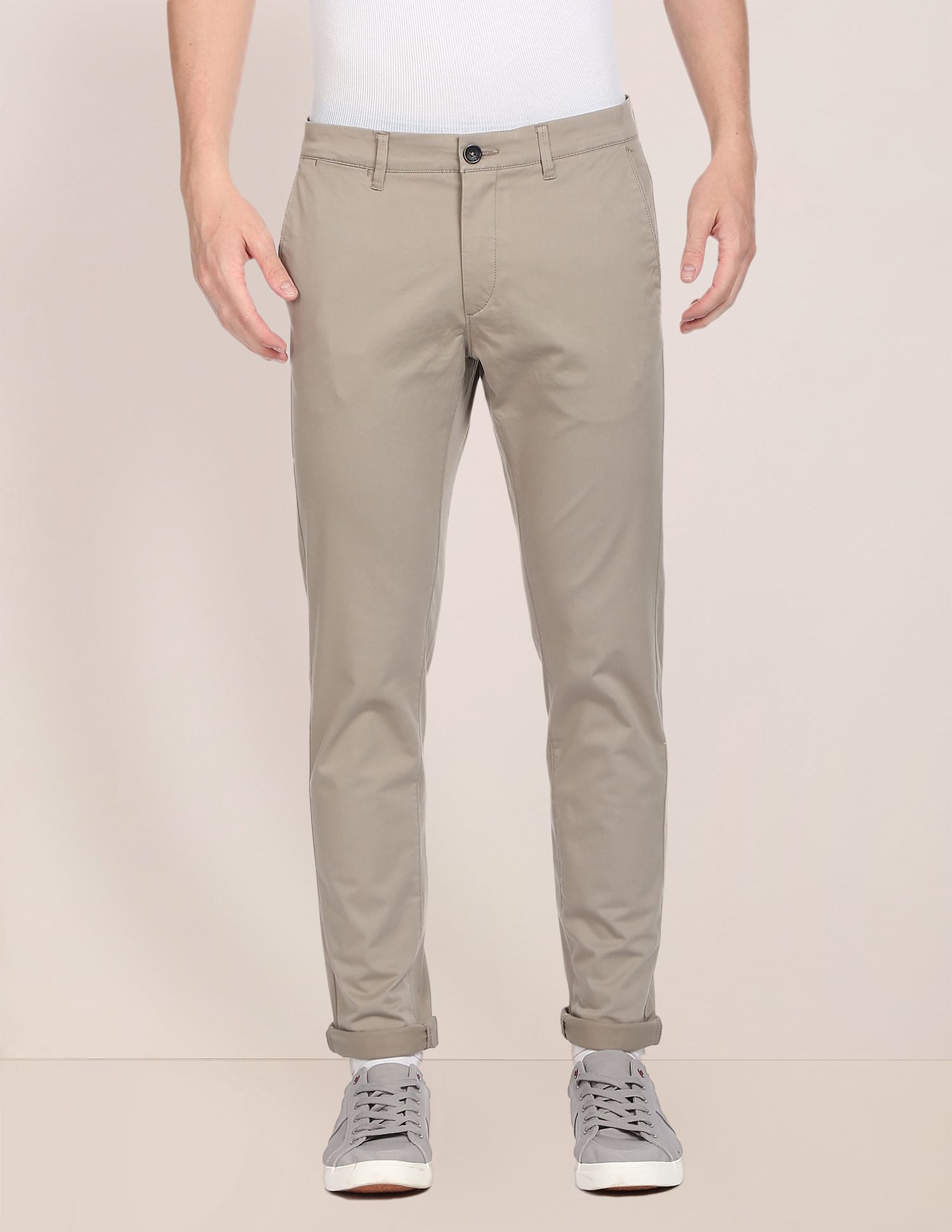 Men Light Olive Mid Rise Solid Casual Trousers – U.S. Polo Assn. India