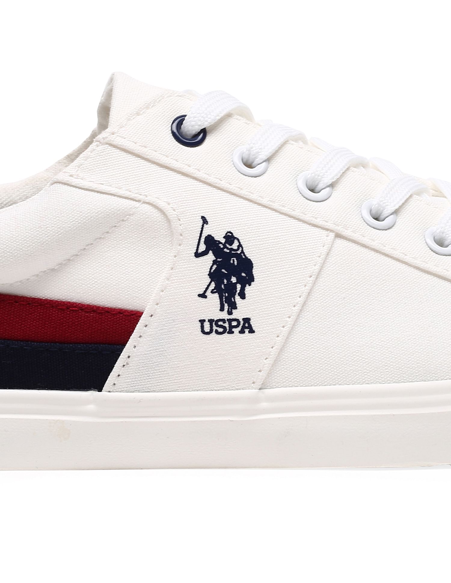 Men Contrast Stripe Canvas Clarkin Sneakers Off-White - U.S. POLO ASSN. | Large
