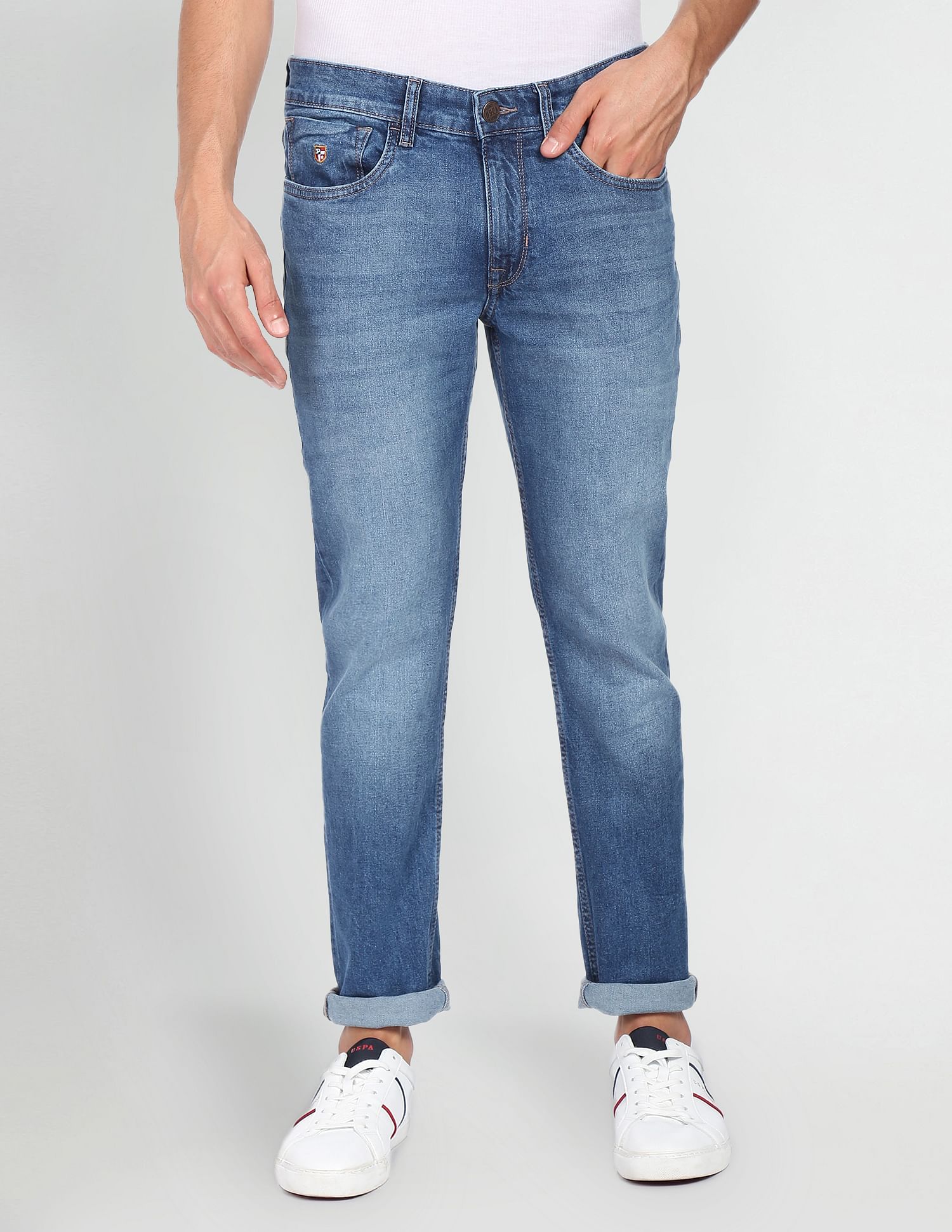 Brandon Slim Tapered Fit Stone Wash Jeans Blue - U.S. POLO ASSN. | Large