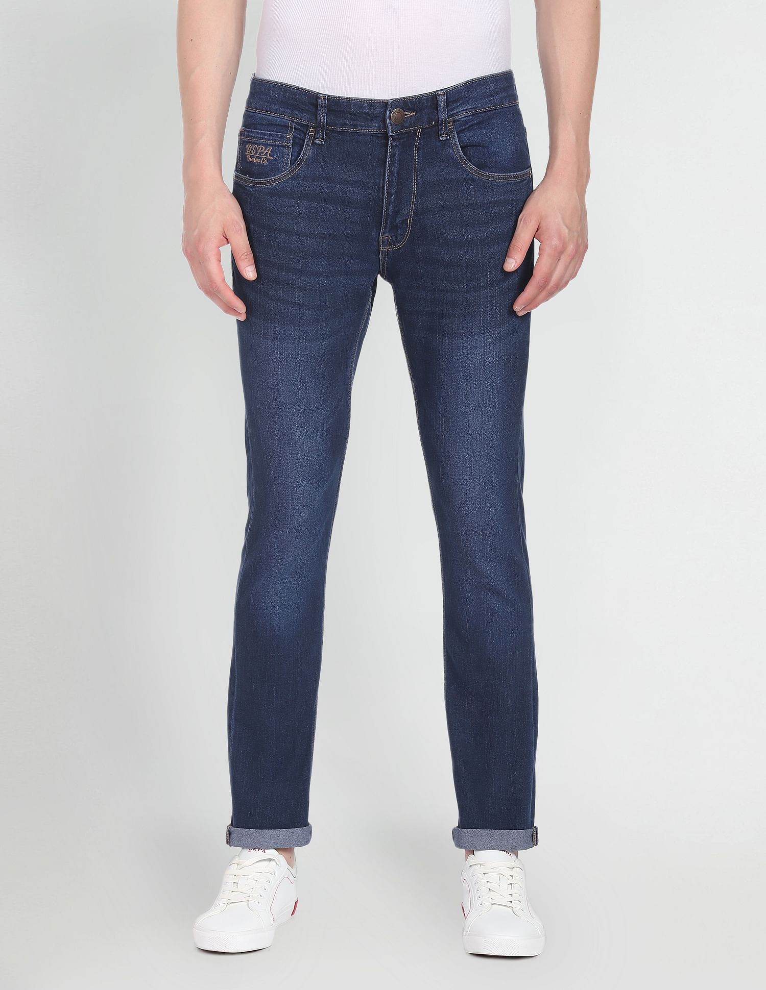 Brandon Slim Tapered Fit Stone Wash Jeans Dark Blue - U.S. Polo Assn. India | Large
