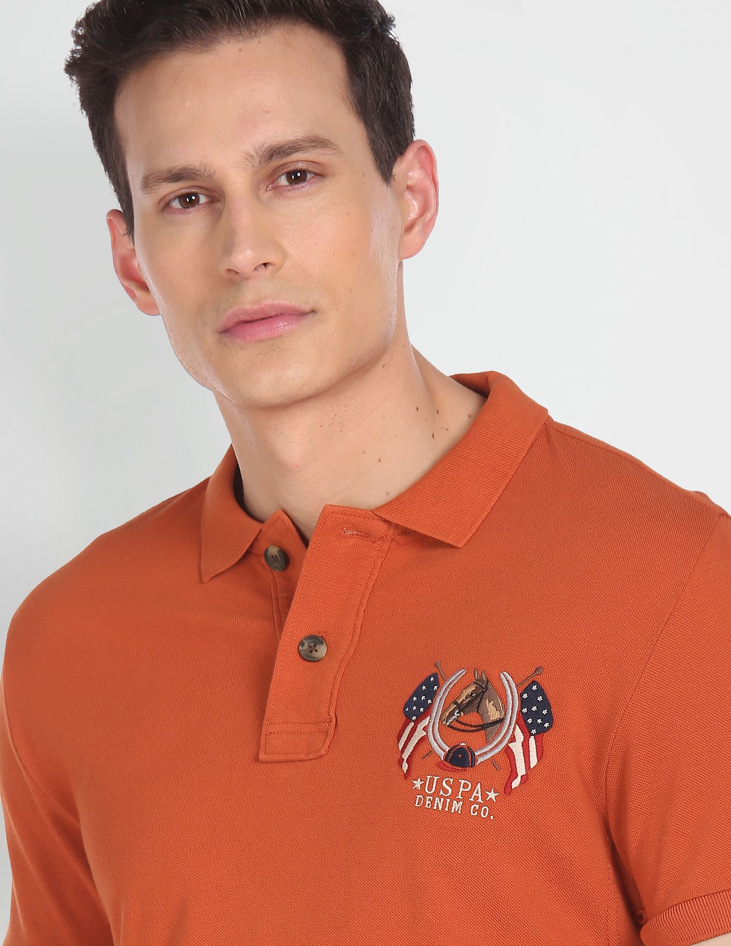 Cotton Solid Polo Shirt Orange - U.S. POLO ASSN. | Large