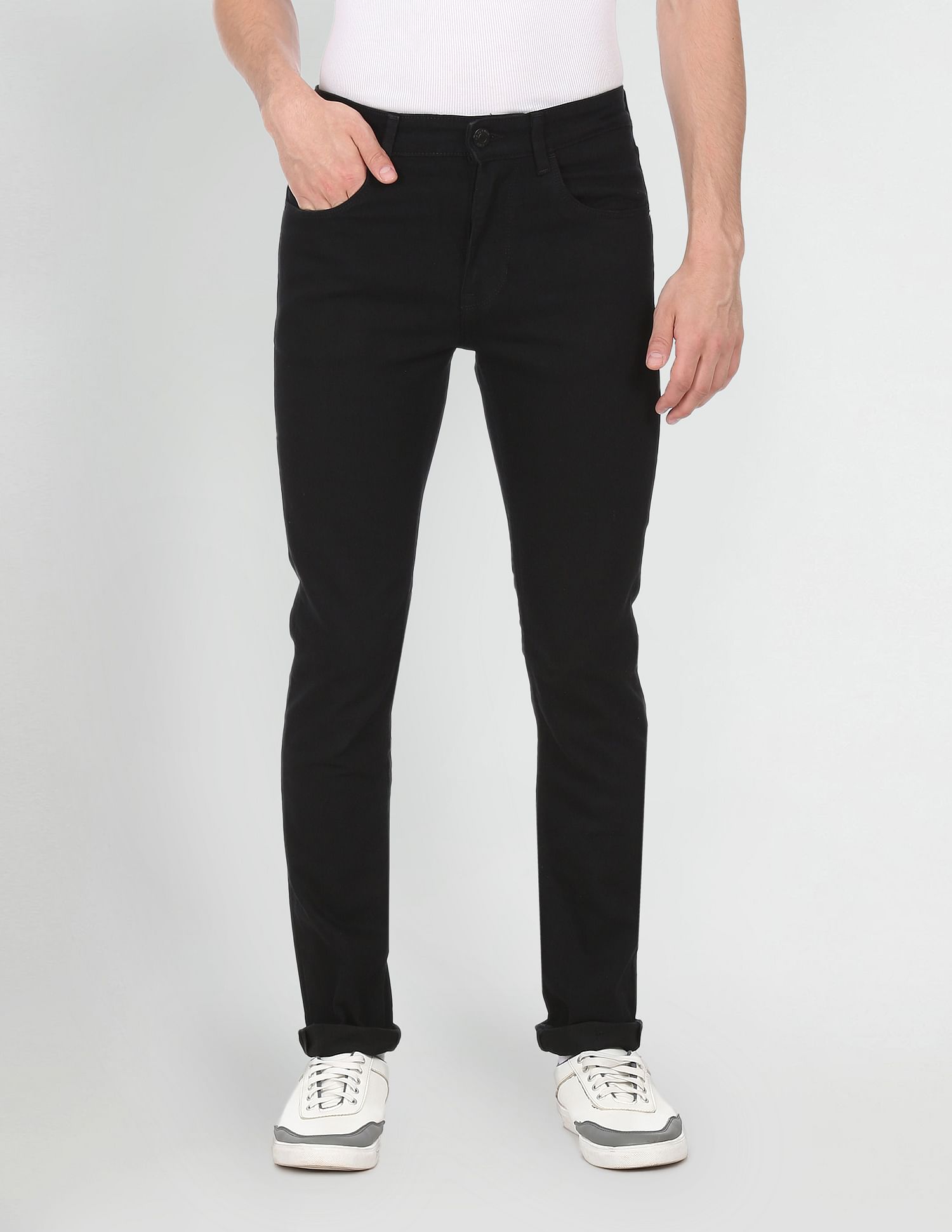 Men Black Mid Rise Brandon Slim Tapered Jeans Black - U.S. Polo Assn. India | Large