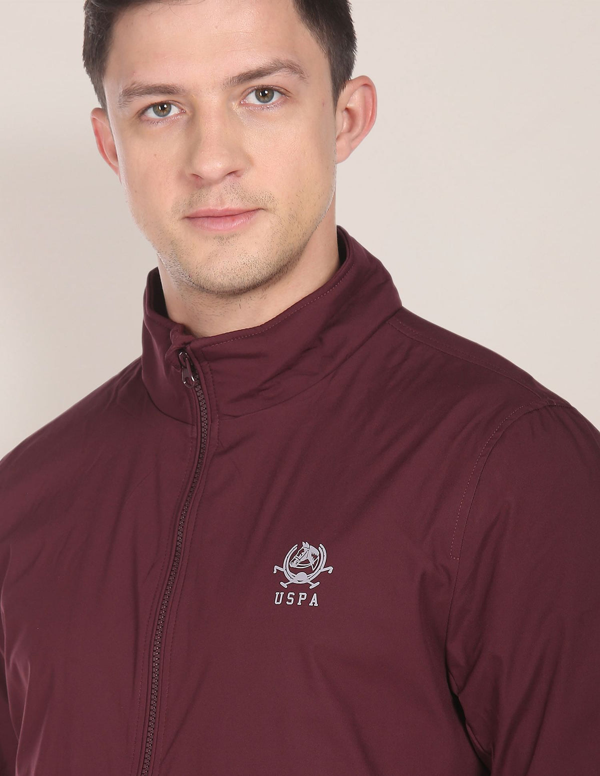 Red Polyester Jacket Buy Men High Neck Solid Polyester Jacket Red|U.S. Polo Assn. India