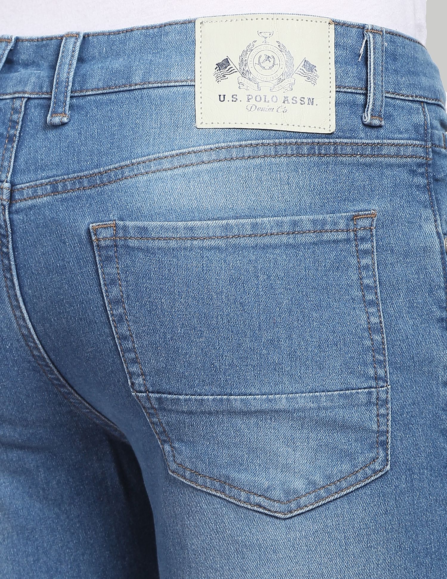 Regallo Skinny Fit Stone Wash Jeans Blue - U.S. Polo Assn. India | Large