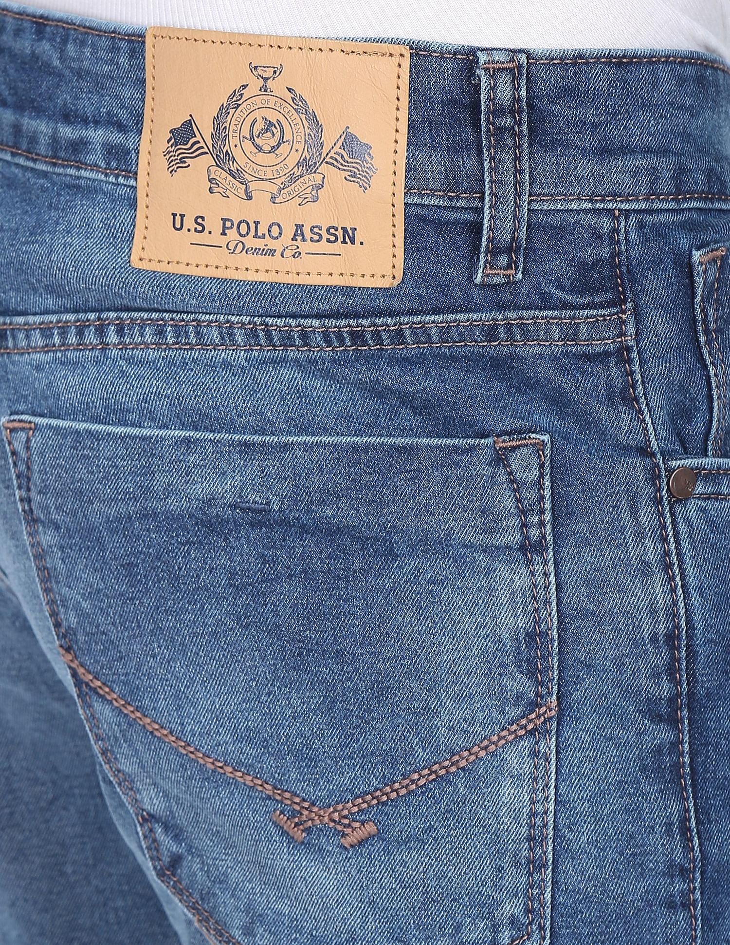 Brandon Slim Tapered Fit Stone Wash Jeans Blue - U.S. POLO ASSN. | Large