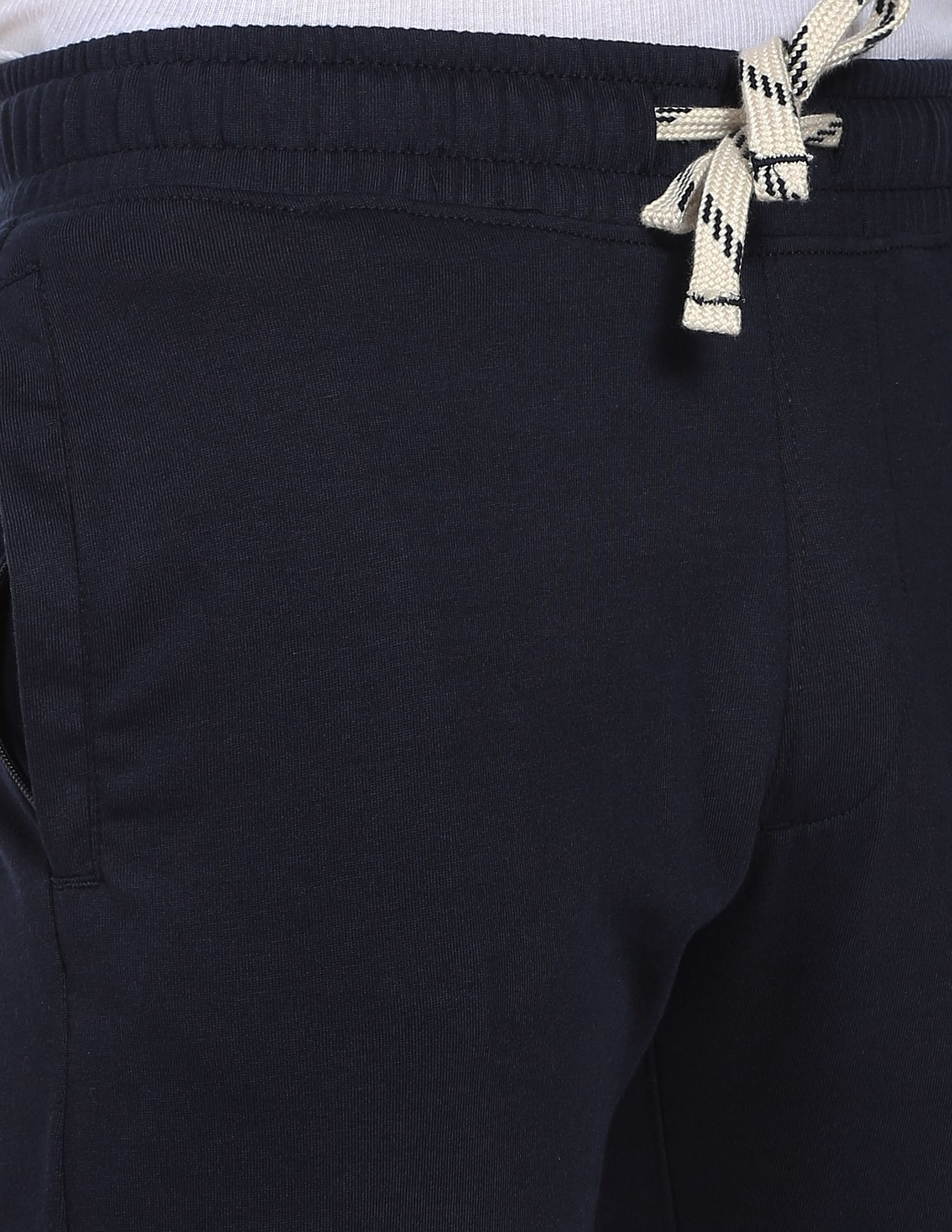 Men Black Drawstring Waist Brand Print Joggers Navy - U.S. Polo Assn. India | Large