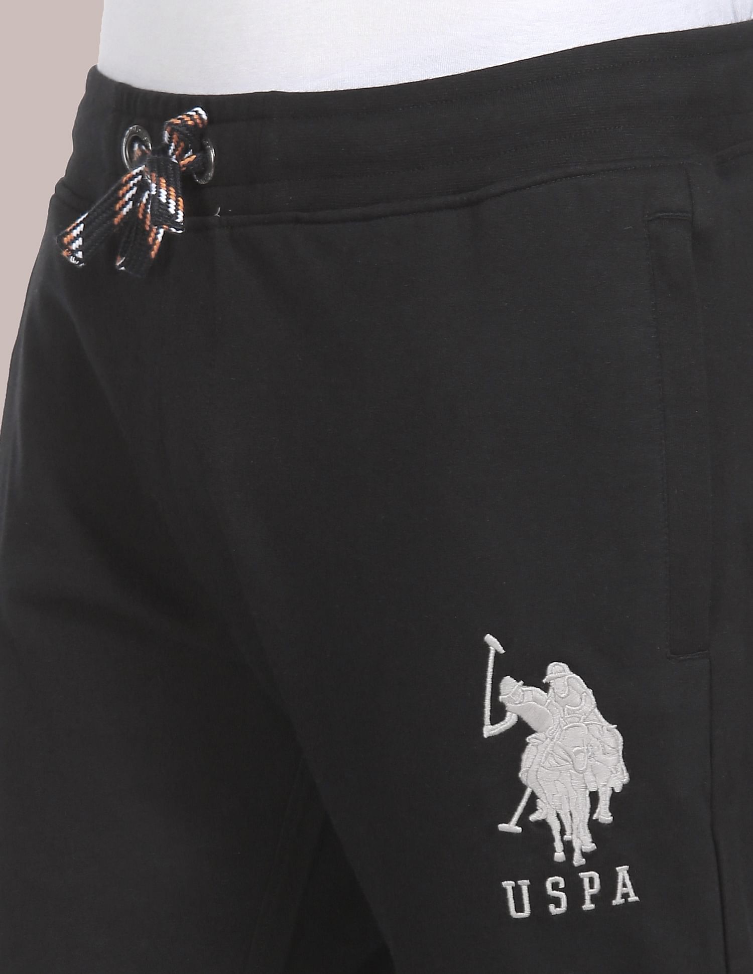 Men Black Mid Rise Solid Track Pants Black - U.S. POLO ASSN. | Large