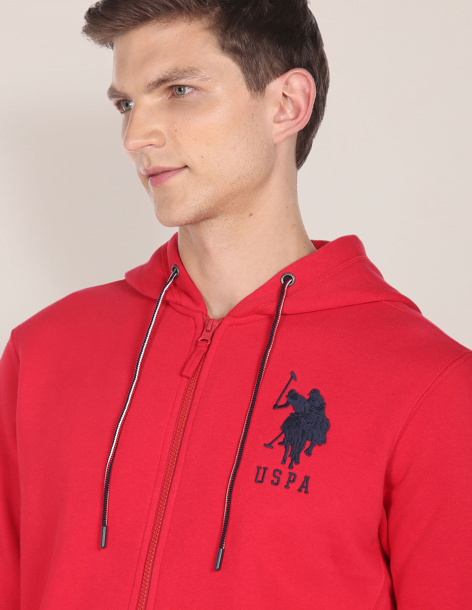 Drawstring Hood Solid Sweatshirt Red - U.S. POLO ASSN. | Large