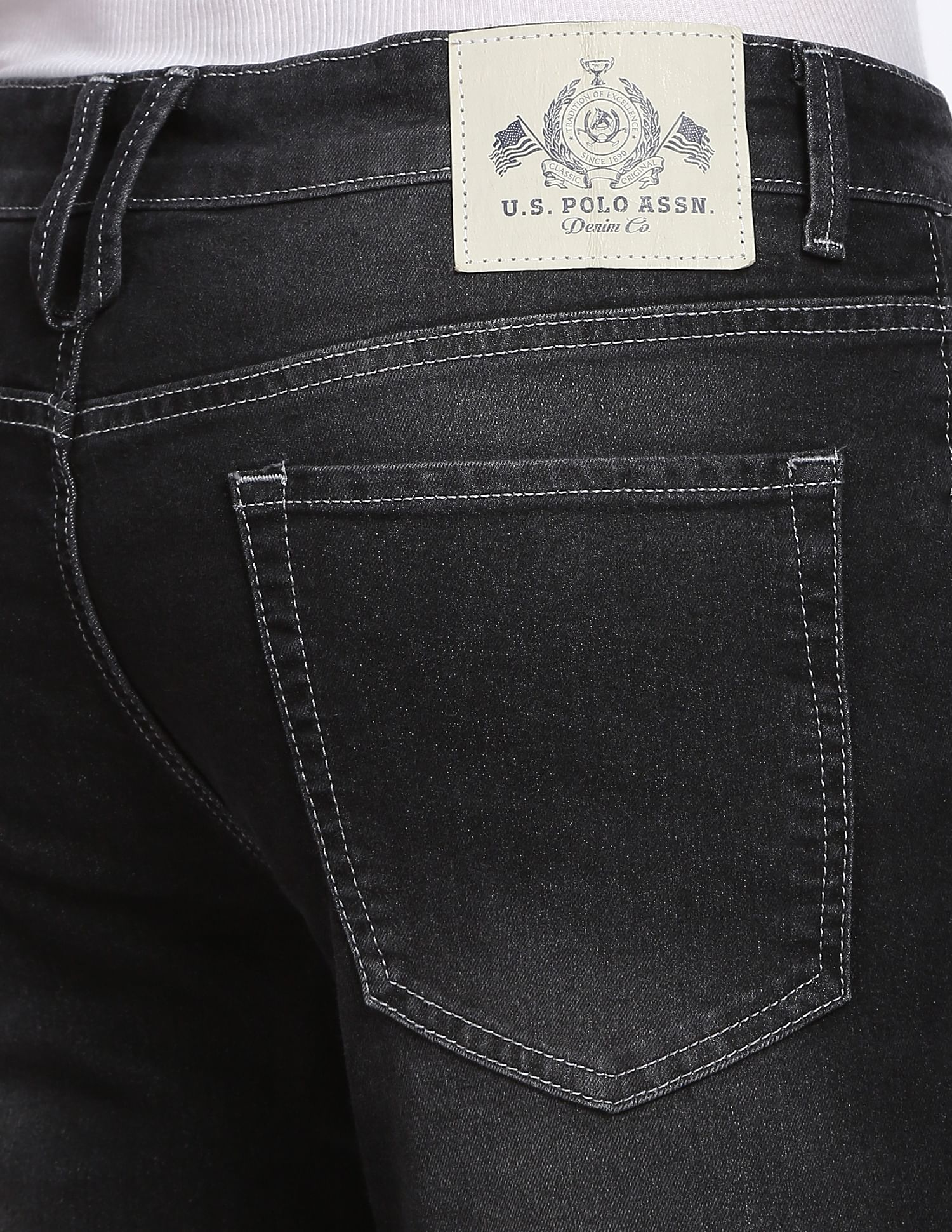 Stone Wash Brandon Slim Tapered Fit Jeans Black - U.S. Polo Assn. India | Large