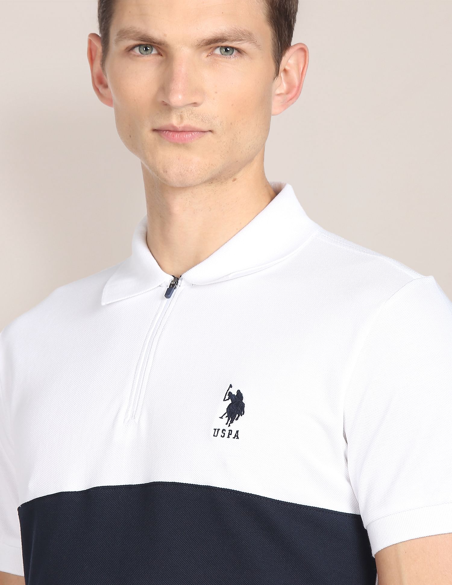 Colour Block Cotton Polo Shirt White - U.S. POLO ASSN. | Large