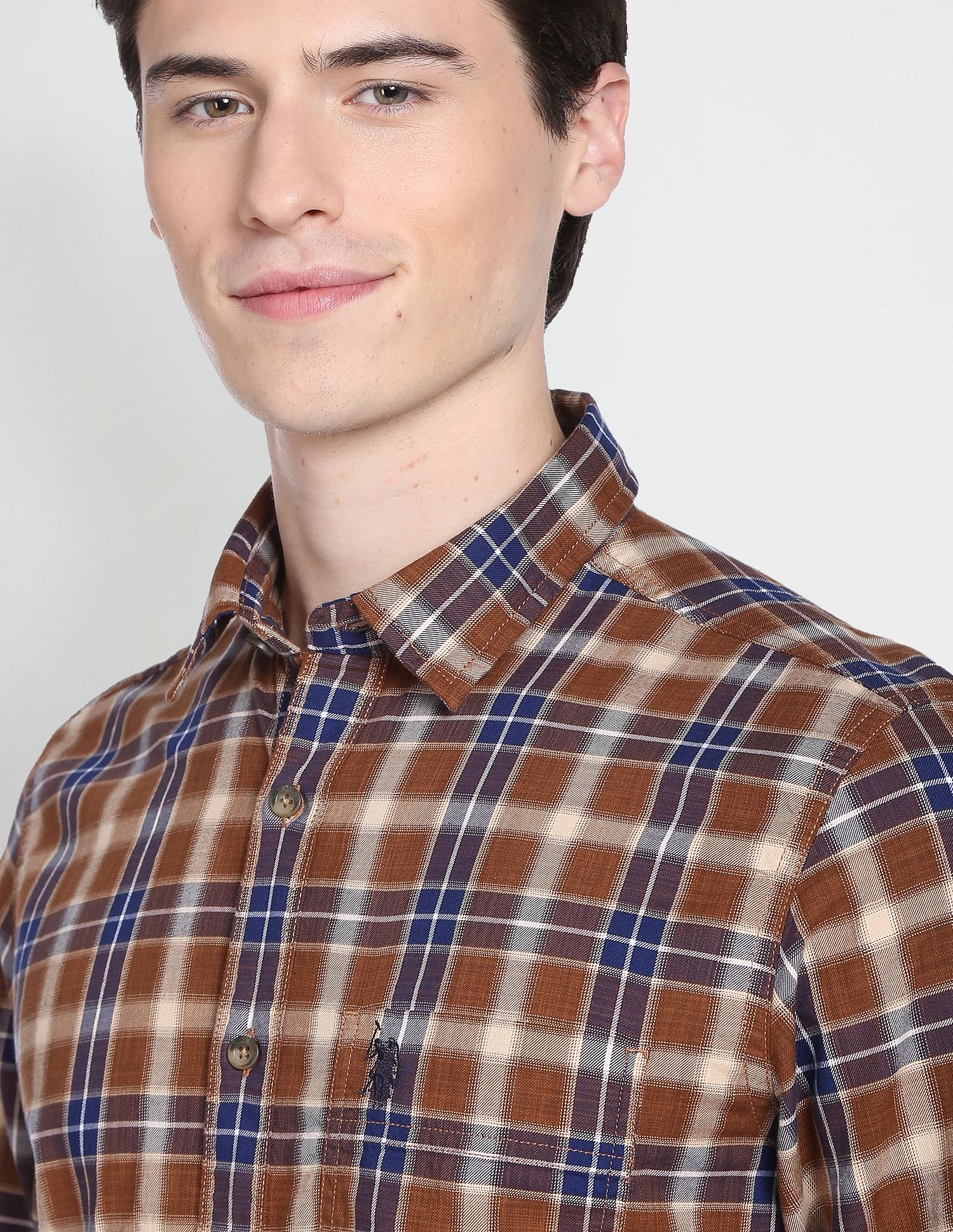 Outdoor Check Twill Shirt Brown - U.S. Polo Assn. India | Large