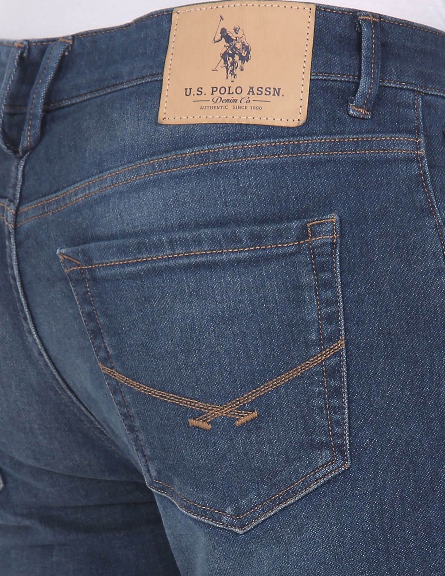 Brandon Slim Tapered Fit Stone Wash Jeans Blue - U.S. POLO ASSN. | Large