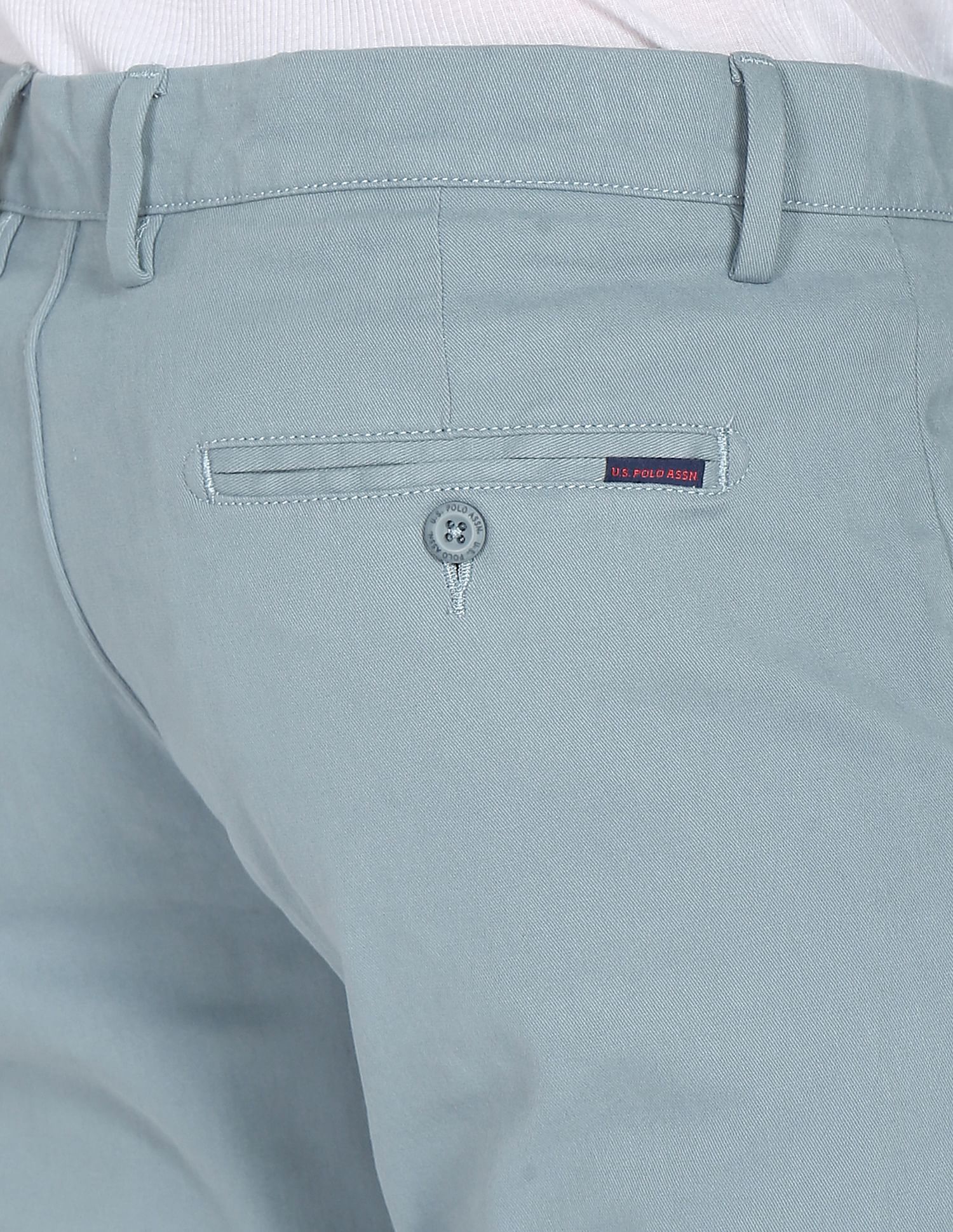 Mid Rise Austin Trim Fit Casual Trousers Steel Blue - U.S. Polo Assn. India | Large