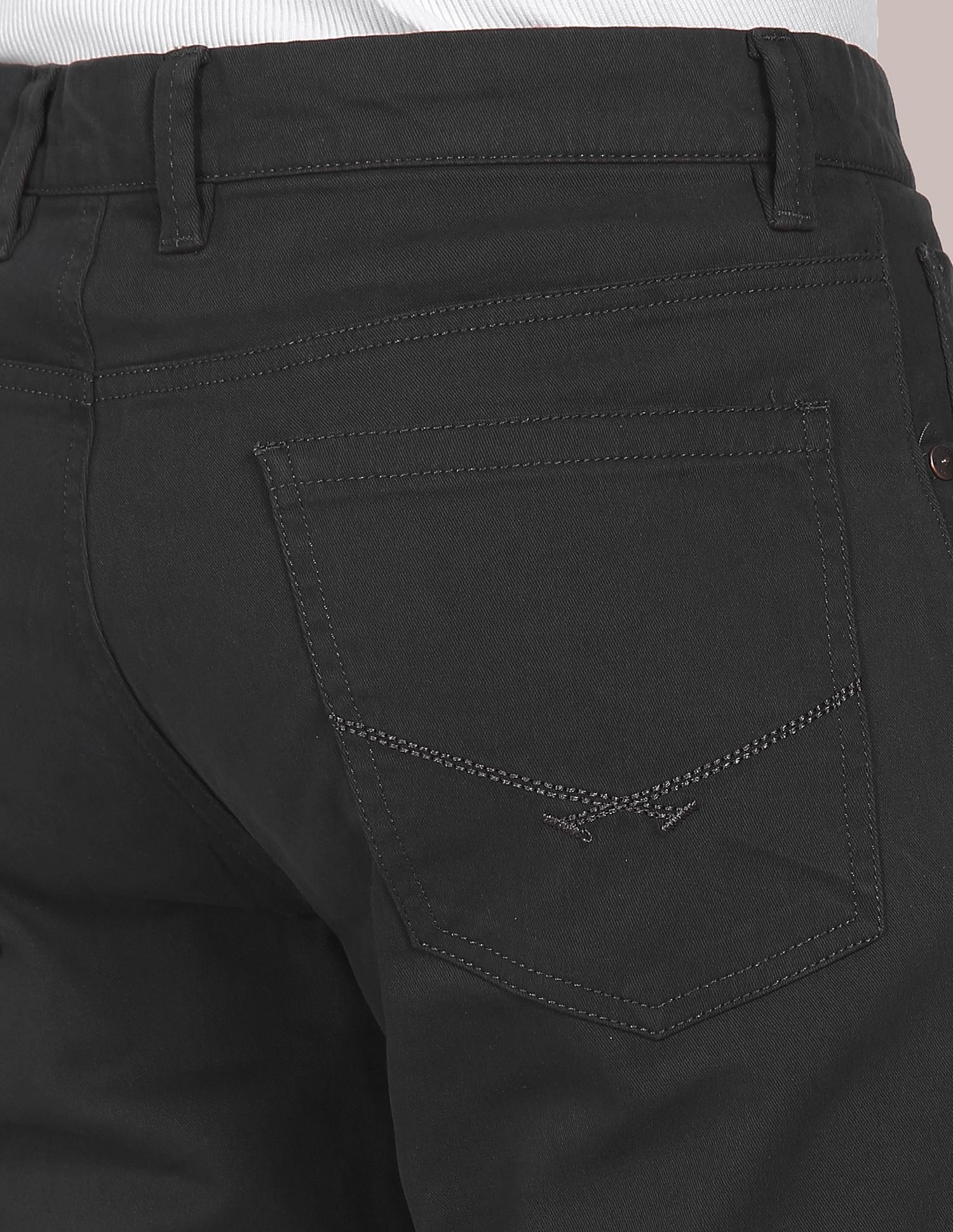 Men Dark Grey Mid Rise Solid Casual Trousers Dark Grey - U.S. POLO ASSN. | Large