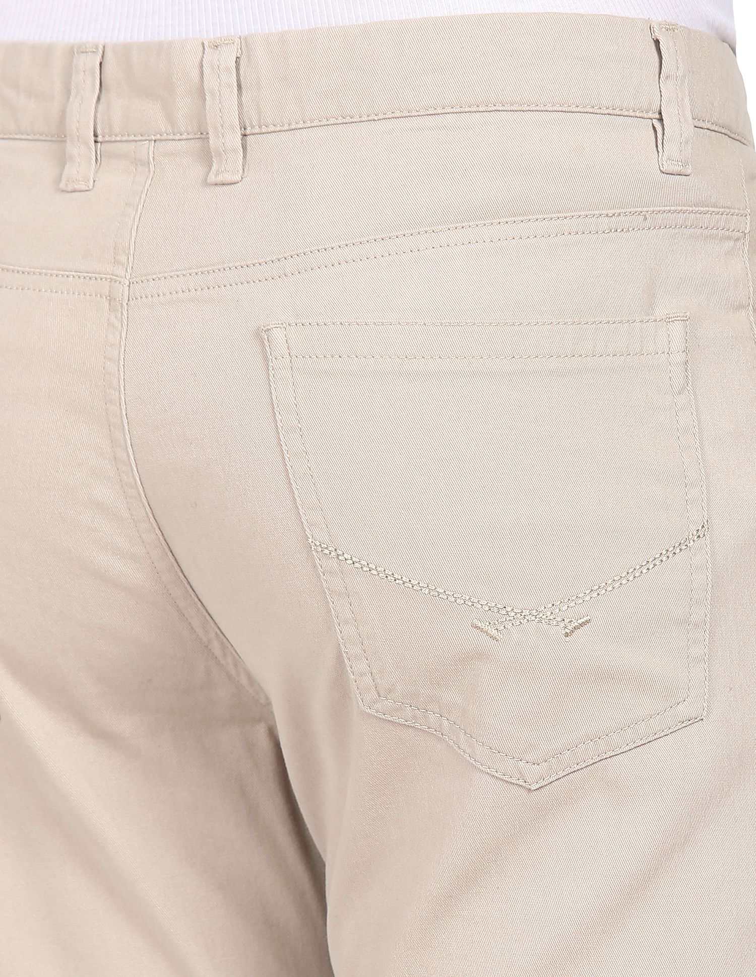 Solid Twill Casual Trousers Stone - U.S. Polo Assn. India | Large