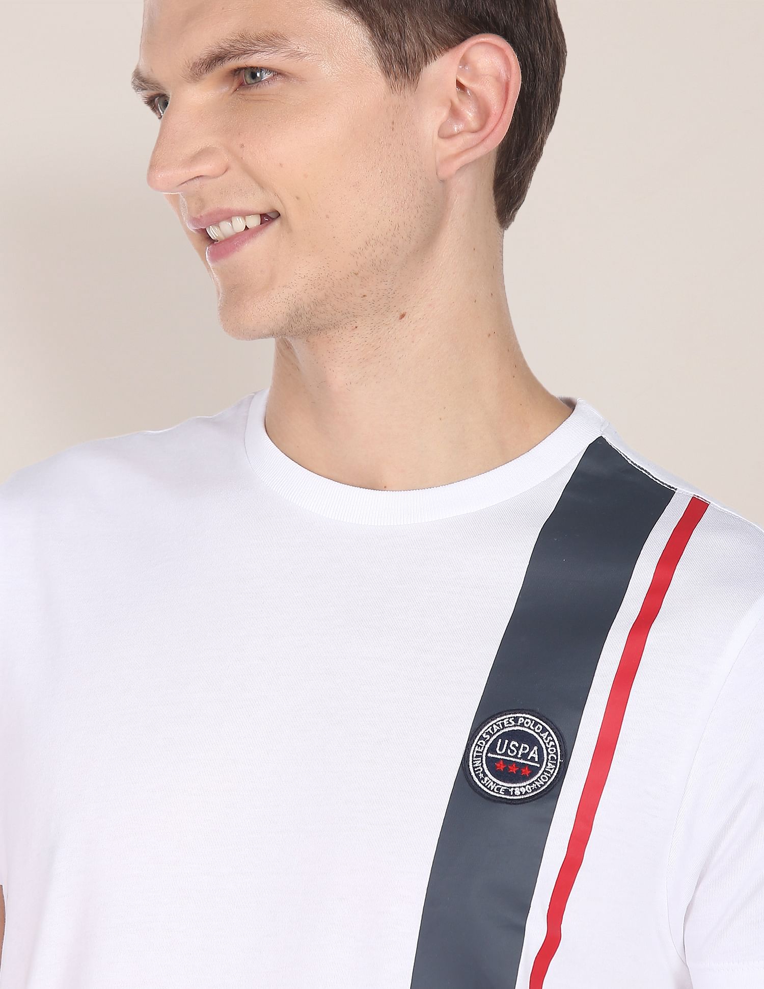 Cotton Vertical Stripe T-Shirt White - U.S. POLO ASSN. | Large