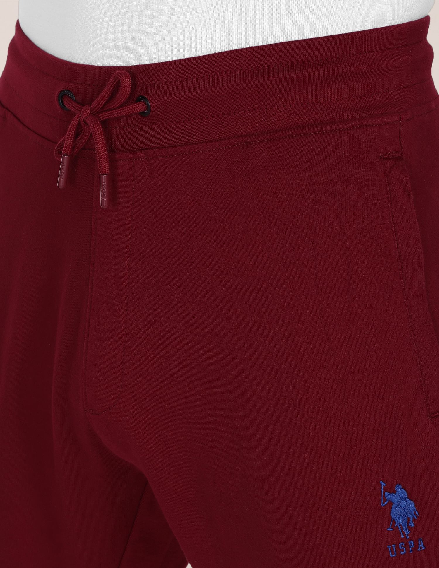 Elasticised Pure Cotton Joggers Dark Red - U.S. Polo Assn. India | Large