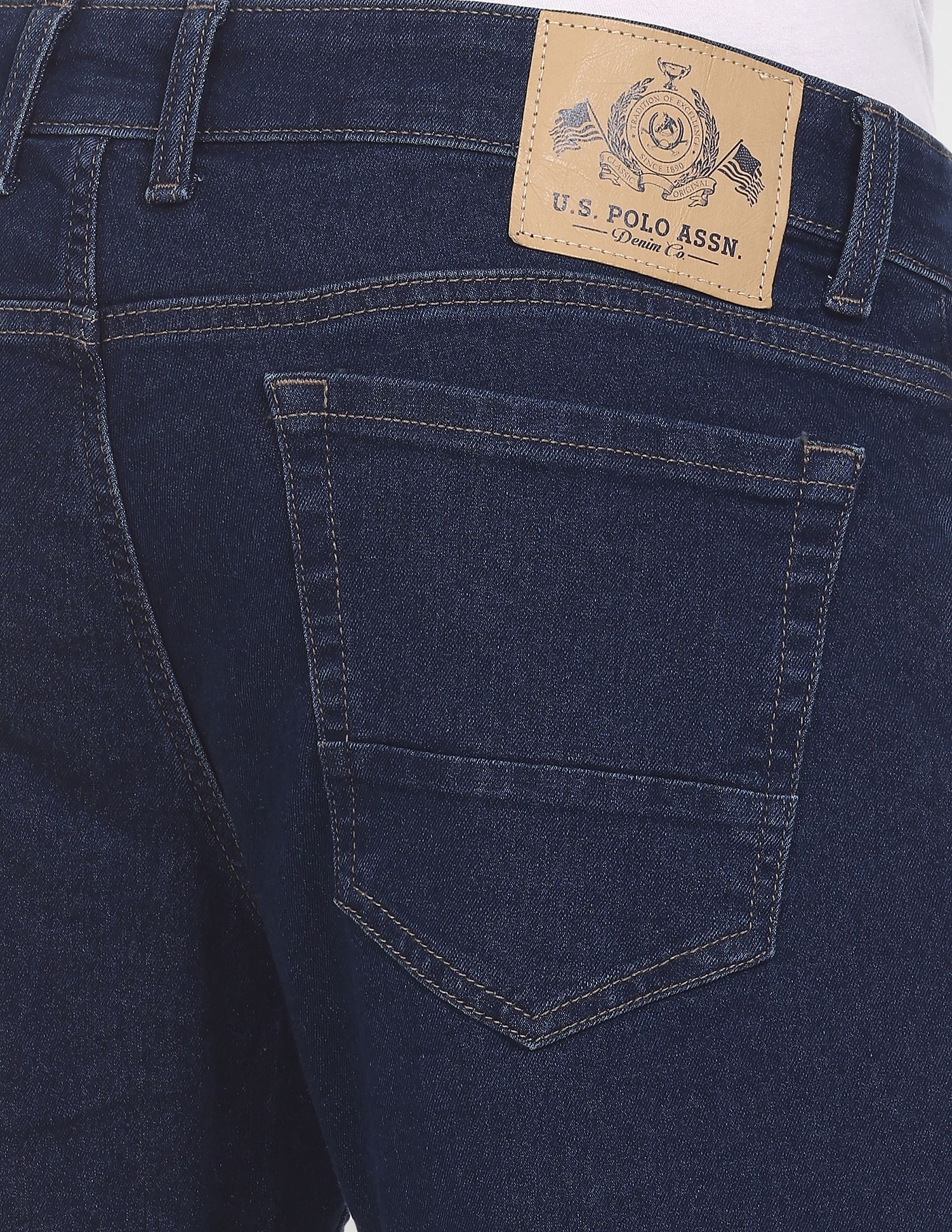 Brandon Slim Tapered Fit Dark Wash Jeans Blue - U.S. POLO ASSN. | Large