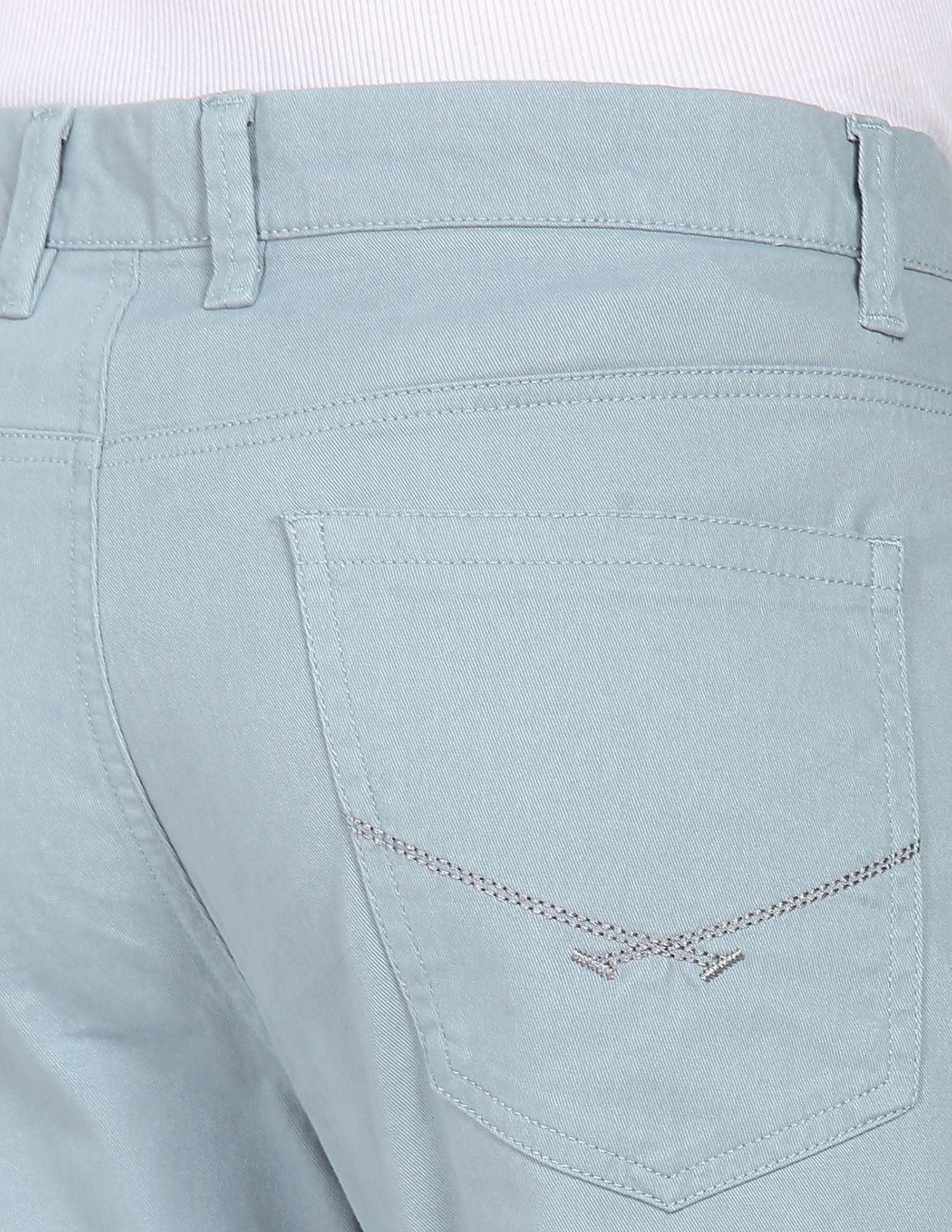 Mid Rise Solid Casual Trousers Light Blue - U.S. POLO ASSN. | Large