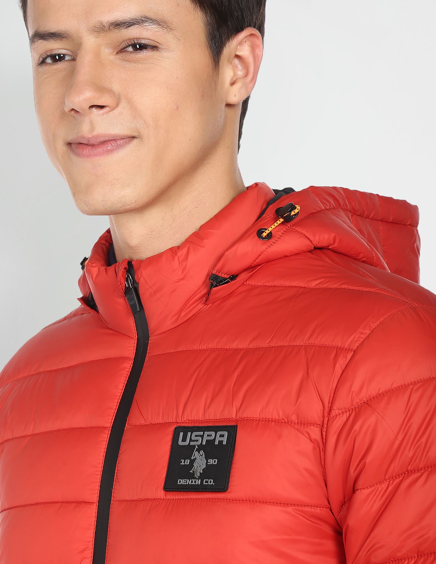 Long Sleeve Brand Print Hooded Jacket Dk. Orange - U.S. POLO ASSN. | Large