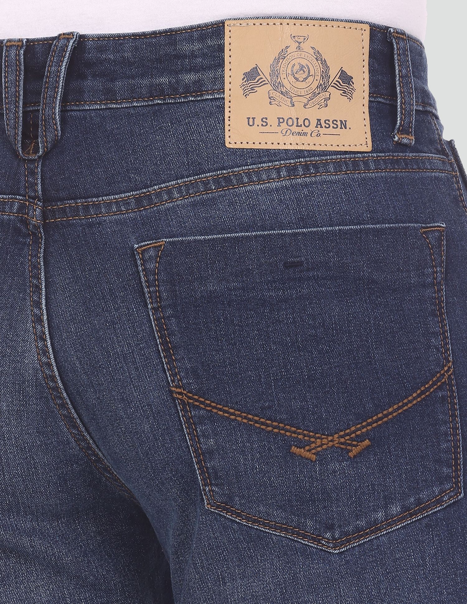Brandon Slim Tapered Fit Stone Wash Jeans Blue - U.S. Polo Assn. India | Large