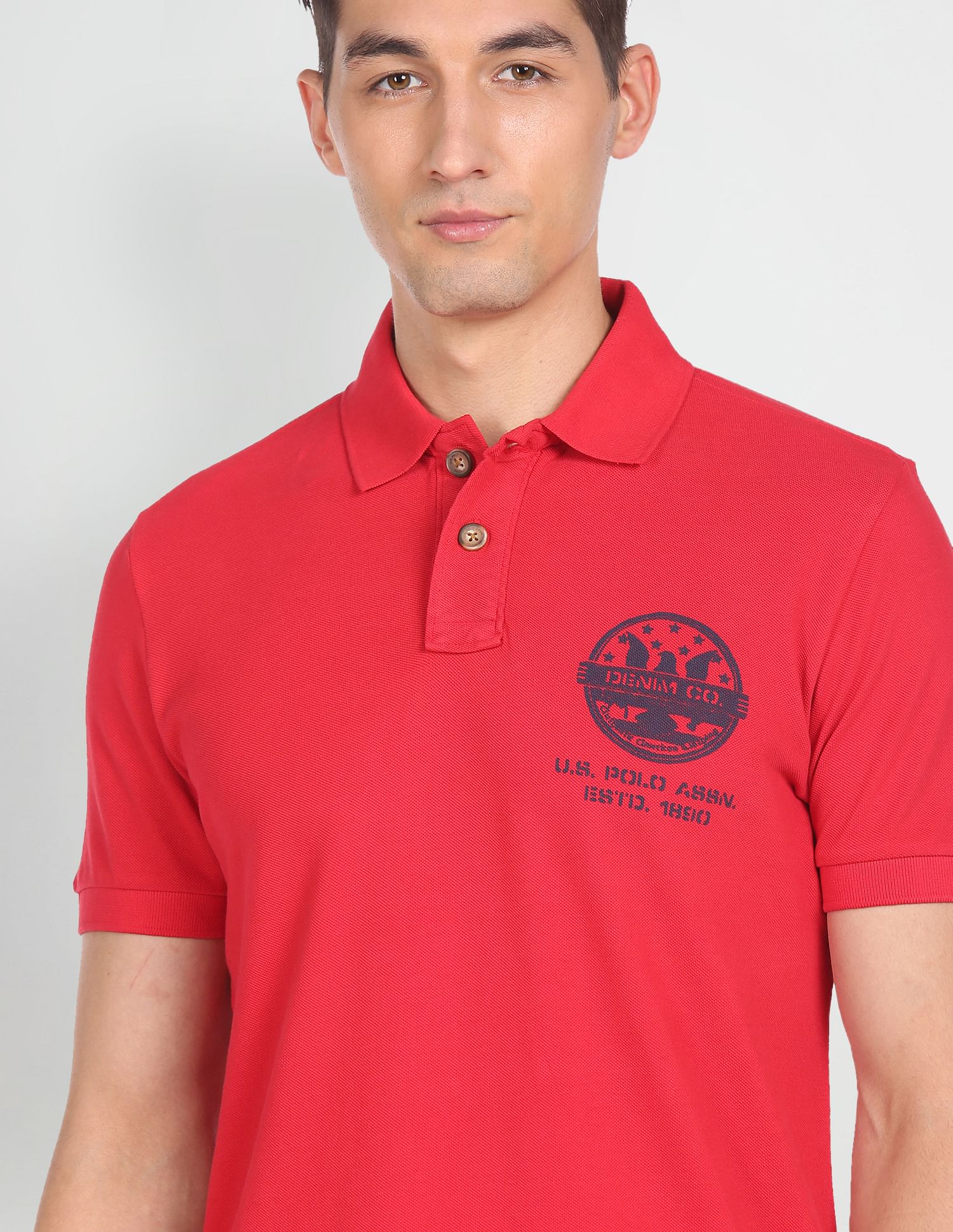 Cotton Brand Print Polo Shirt Red - U.S. Polo Assn. India | Large