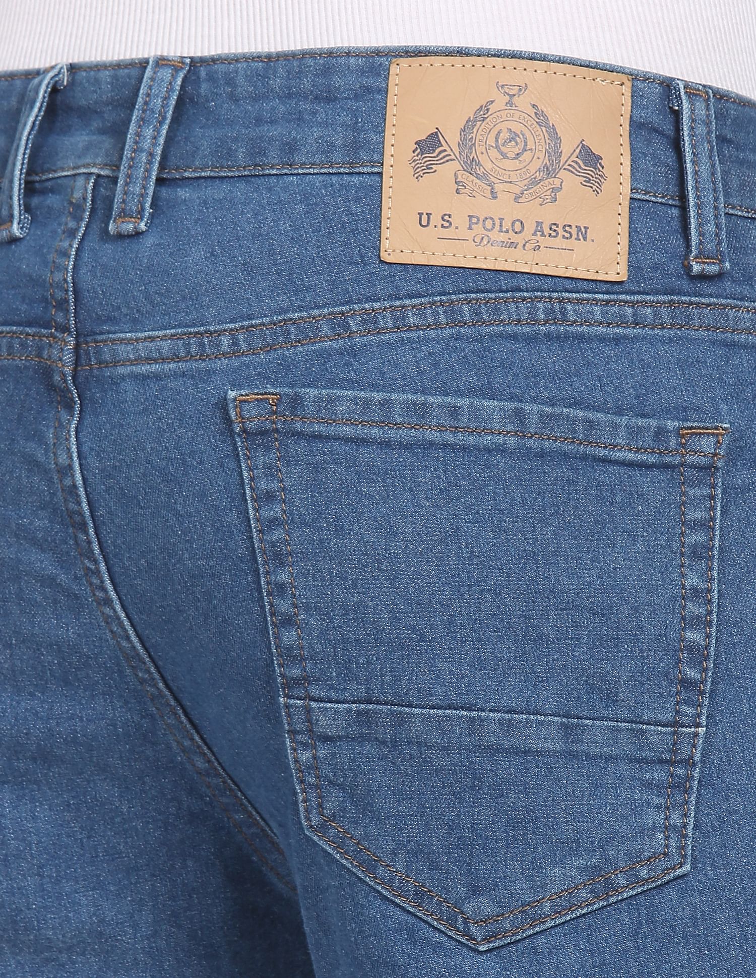 Mid Rise Rinsed Brandon Slim Tapered Fit Jeans Blue - U.S. POLO ASSN. | Large