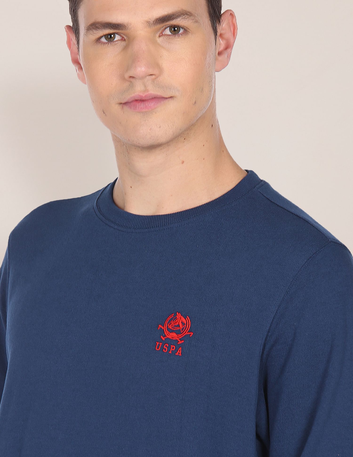 Embroidered Logo Crew Neck Sweatshirt Navy - U.S. Polo Assn. India | Large