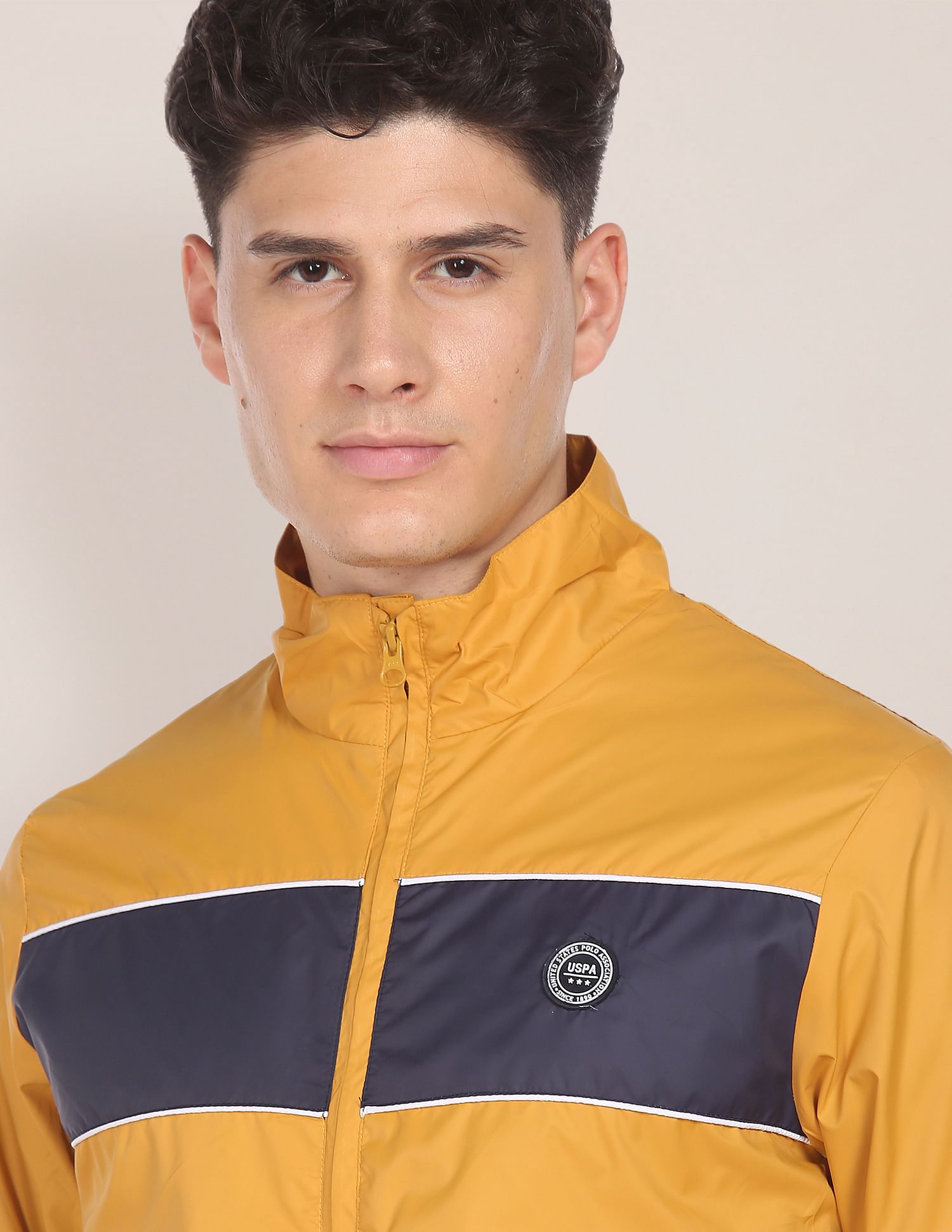 Colour Block Polyester Jacket Mustard - U.S. POLO ASSN. | Large