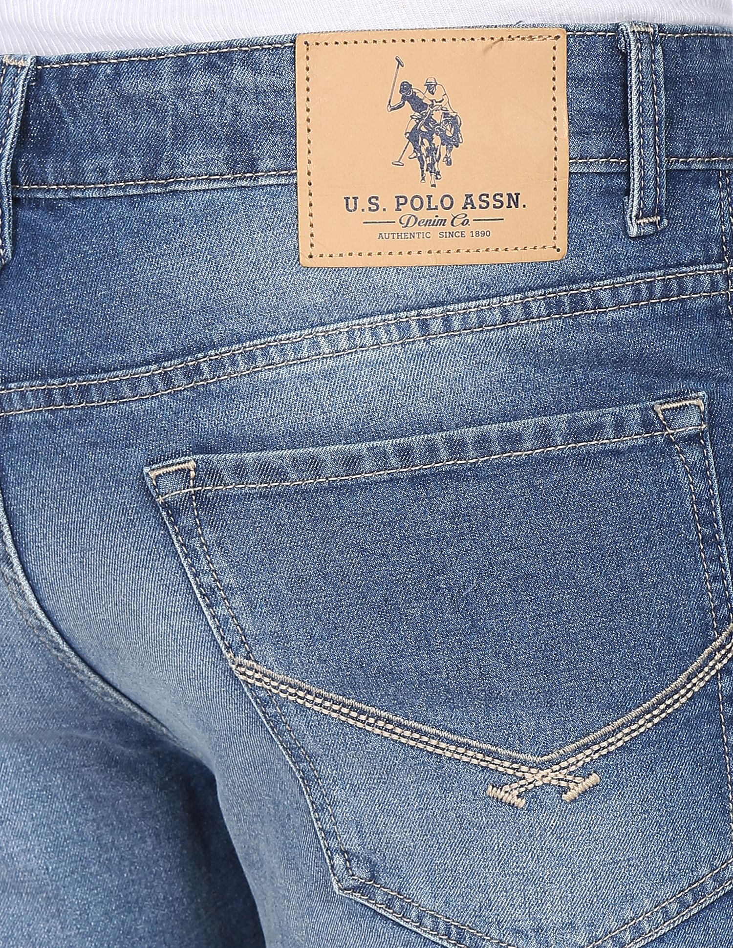 Regallo Skinny Fit Stone Wash Jeans Blue - U.S. Polo Assn. India | Large