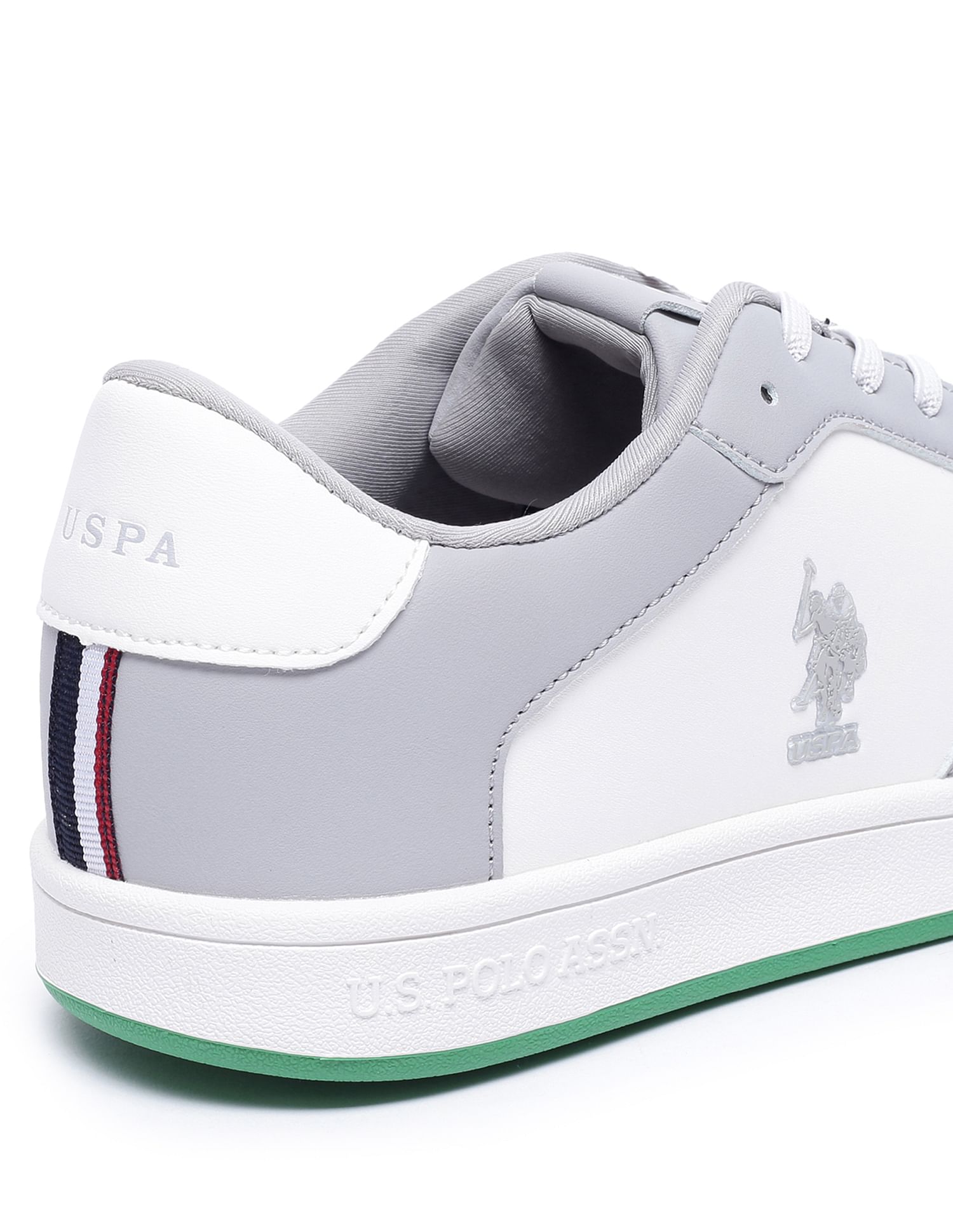 Men Colour Block Perforated Rein Sneakers Grey and White - U.S. Polo Assn. India | Large
