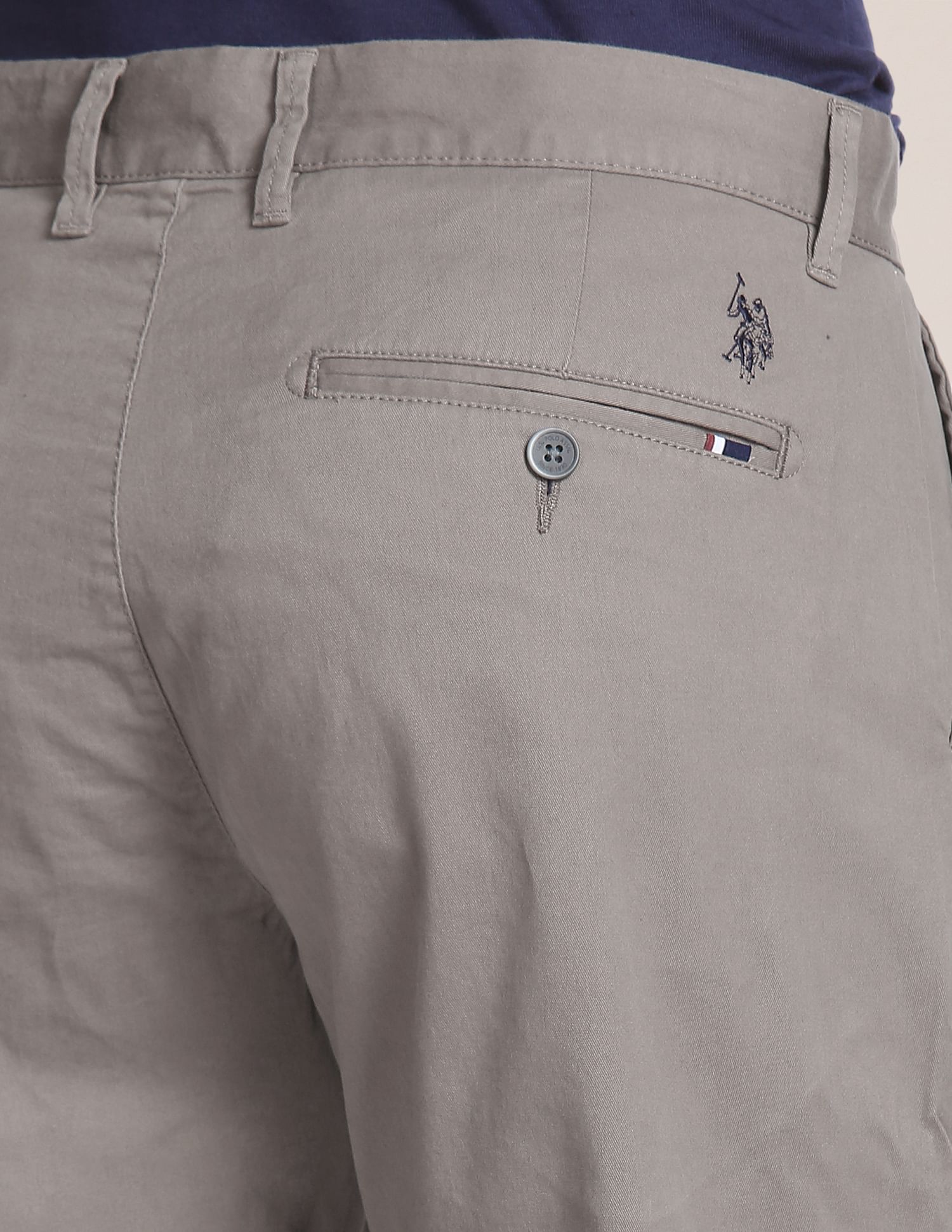 Mid Rise Solid Slim Fit Shorts Grey - U.S. POLO ASSN. | Large