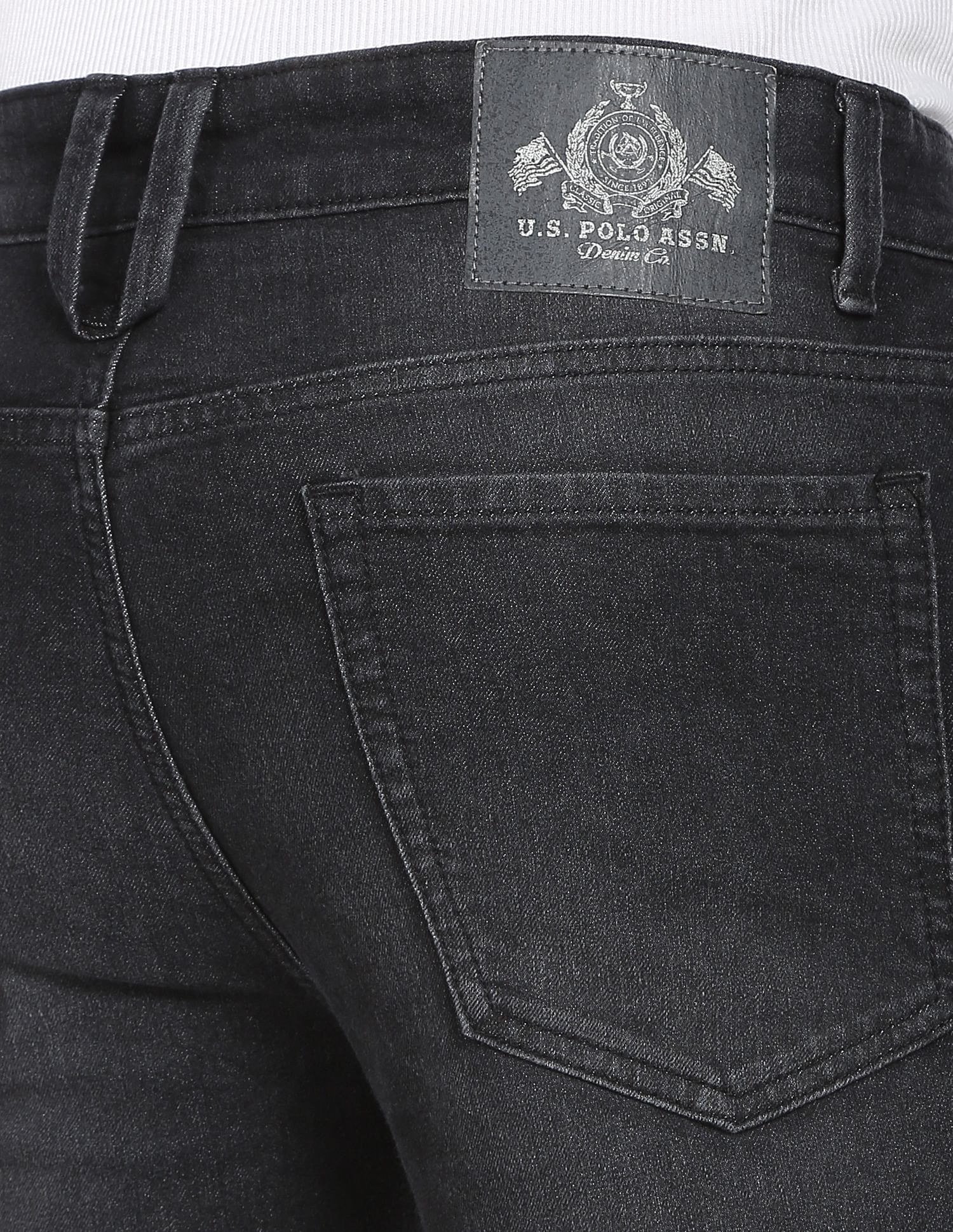 Regallo Skinny Fit Stone Wash Jeans Black - U.S. POLO ASSN. | Large