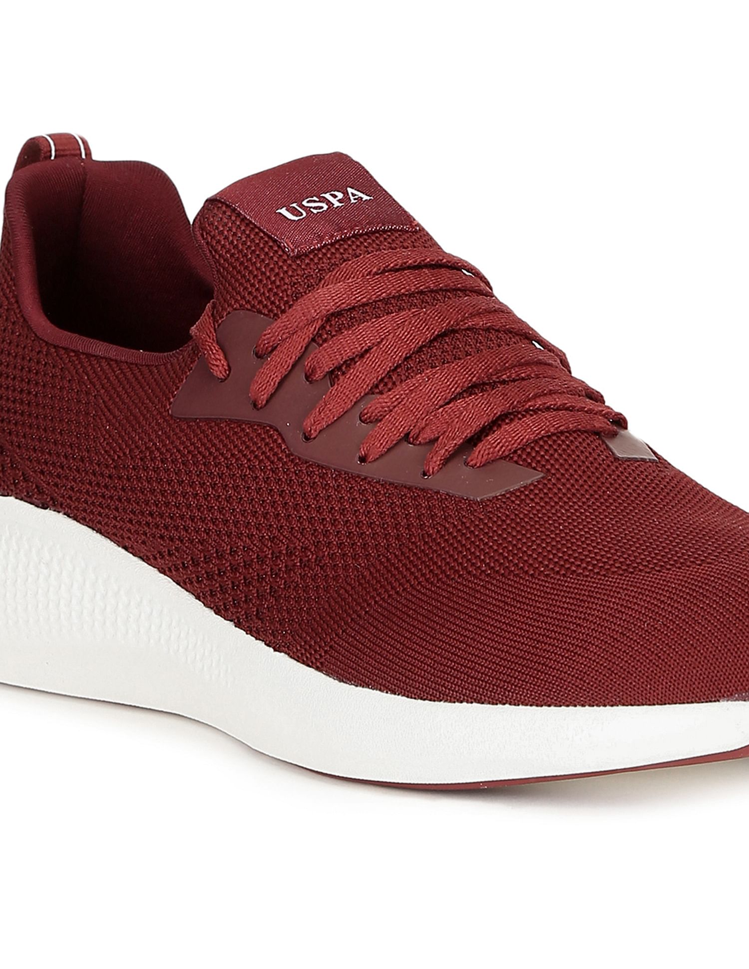 Men Round Toe Knit Lebron Sneakers Burgundy - U.S. Polo Assn. India | Large
