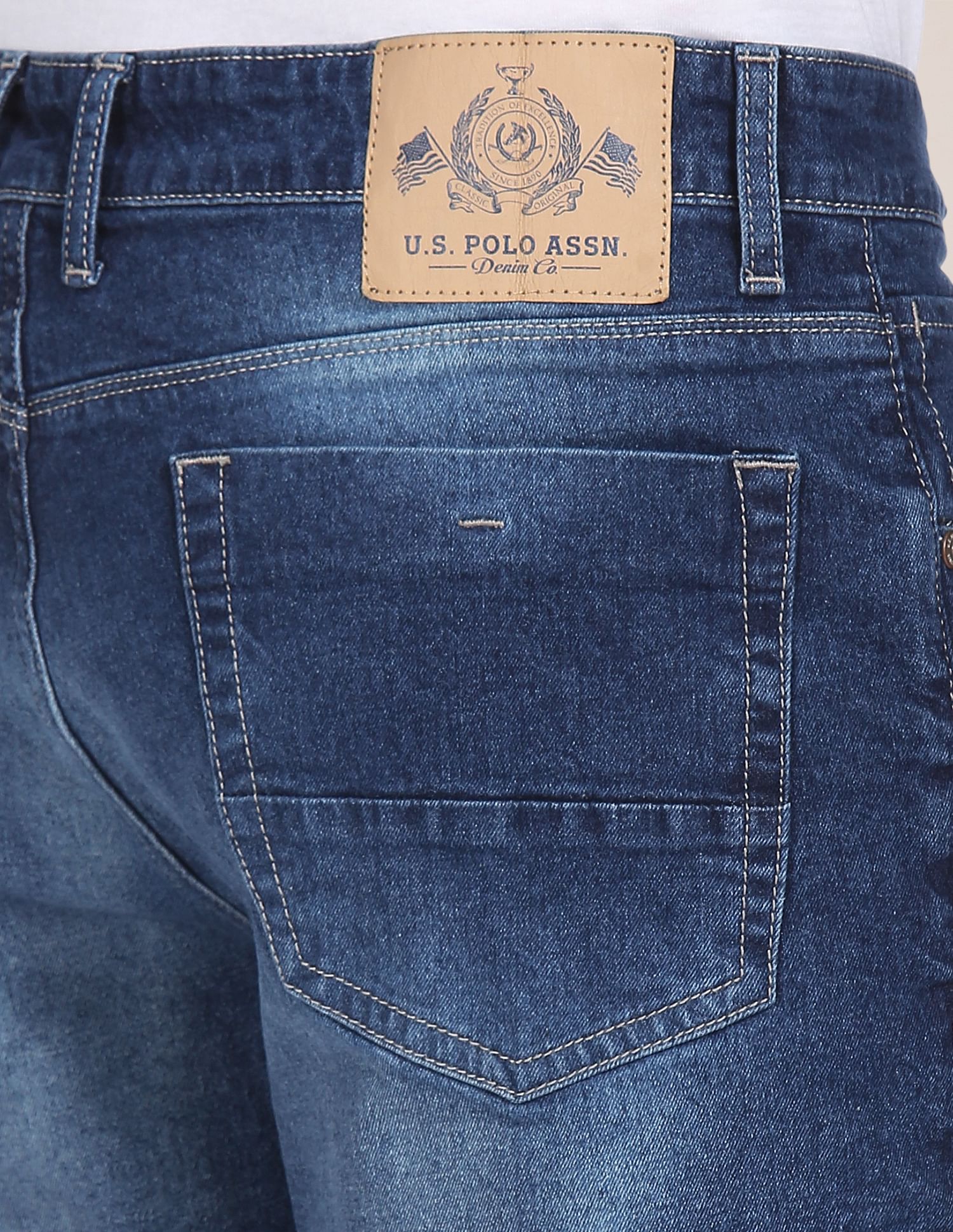 Men Blue Brandon Slim Tapered Fit Stone Wash Jeans Blue - U.S. POLO ASSN. | Large