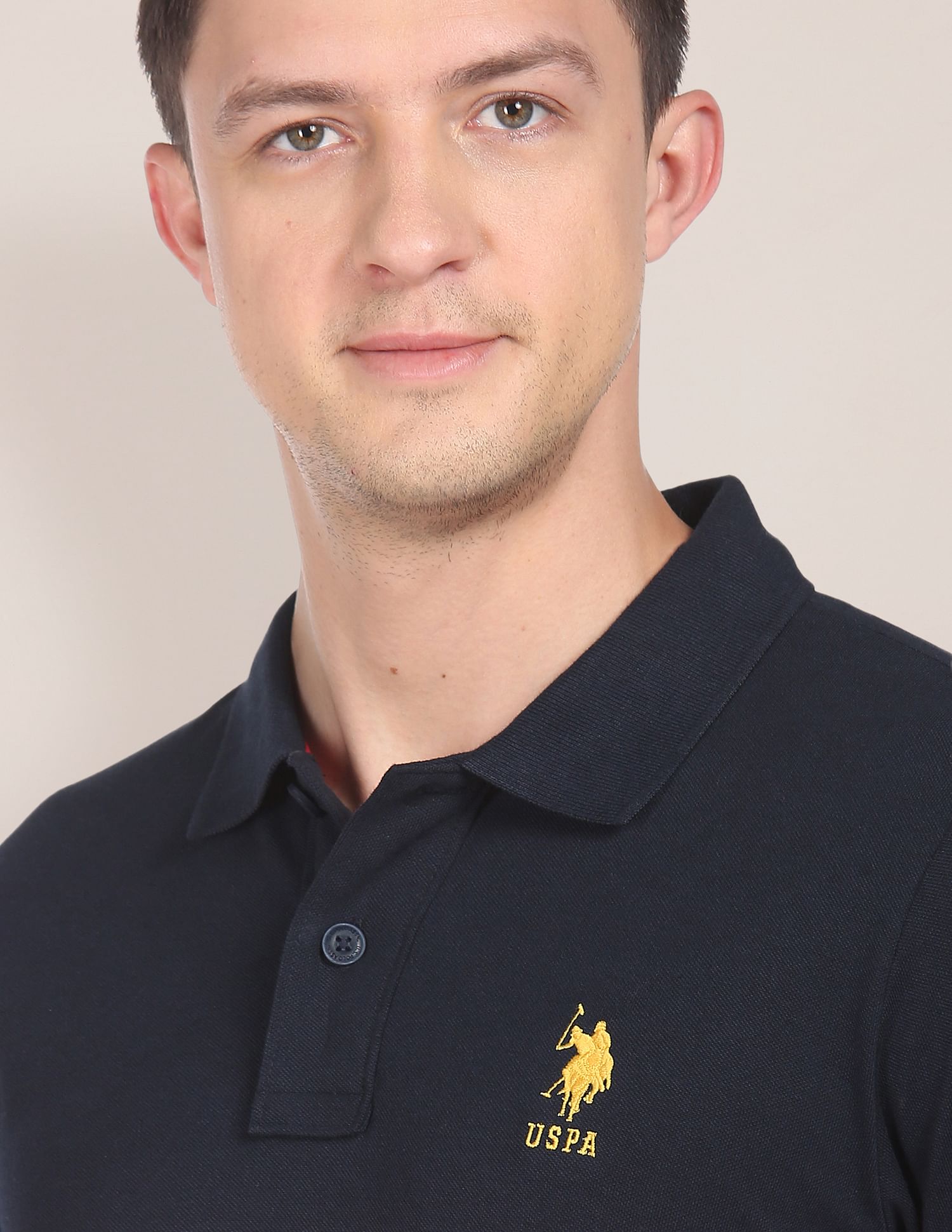 Colour Block Panelled Cotton Polo Shirt Navy - U.S. POLO ASSN. | Large