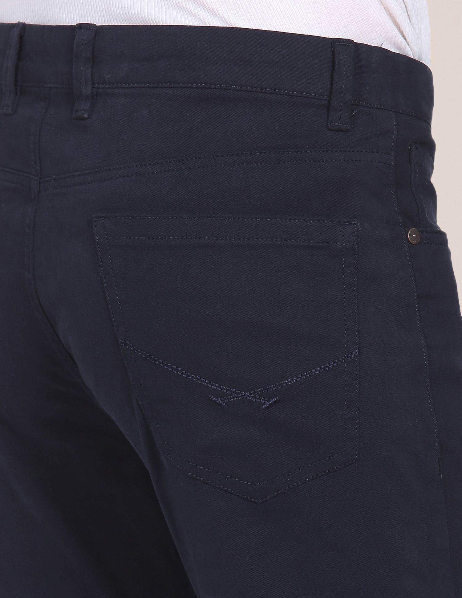 Solid Twill Casual Trousers Navy - U.S. Polo Assn. India | Large