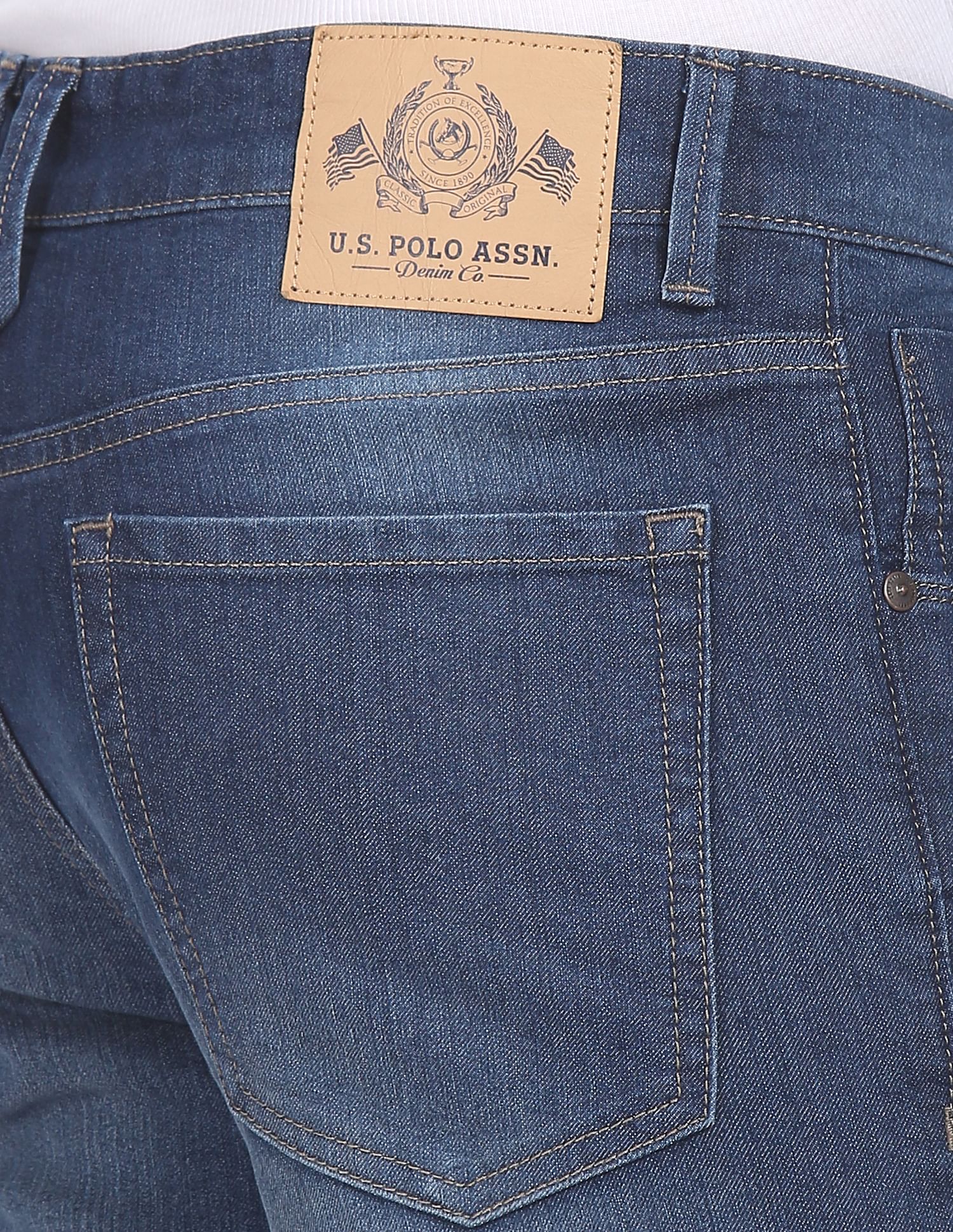 Brandon Slim Tapered Fit Stone Wash Jeans Blue - U.S. POLO ASSN. | Large