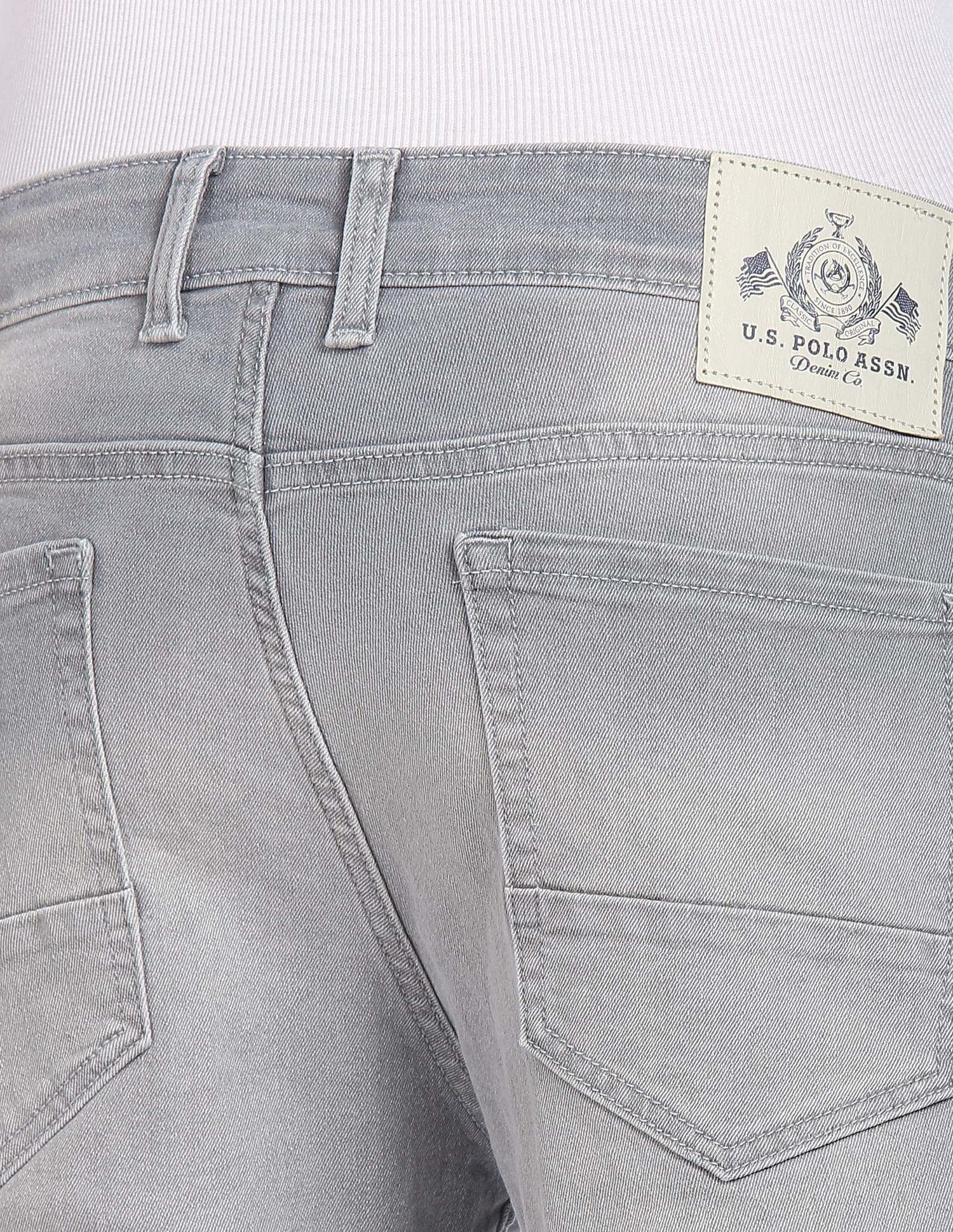 Stone Wash Brandon Slim Tapered Fit Jeans Light Grey - U.S. Polo Assn. India | Large