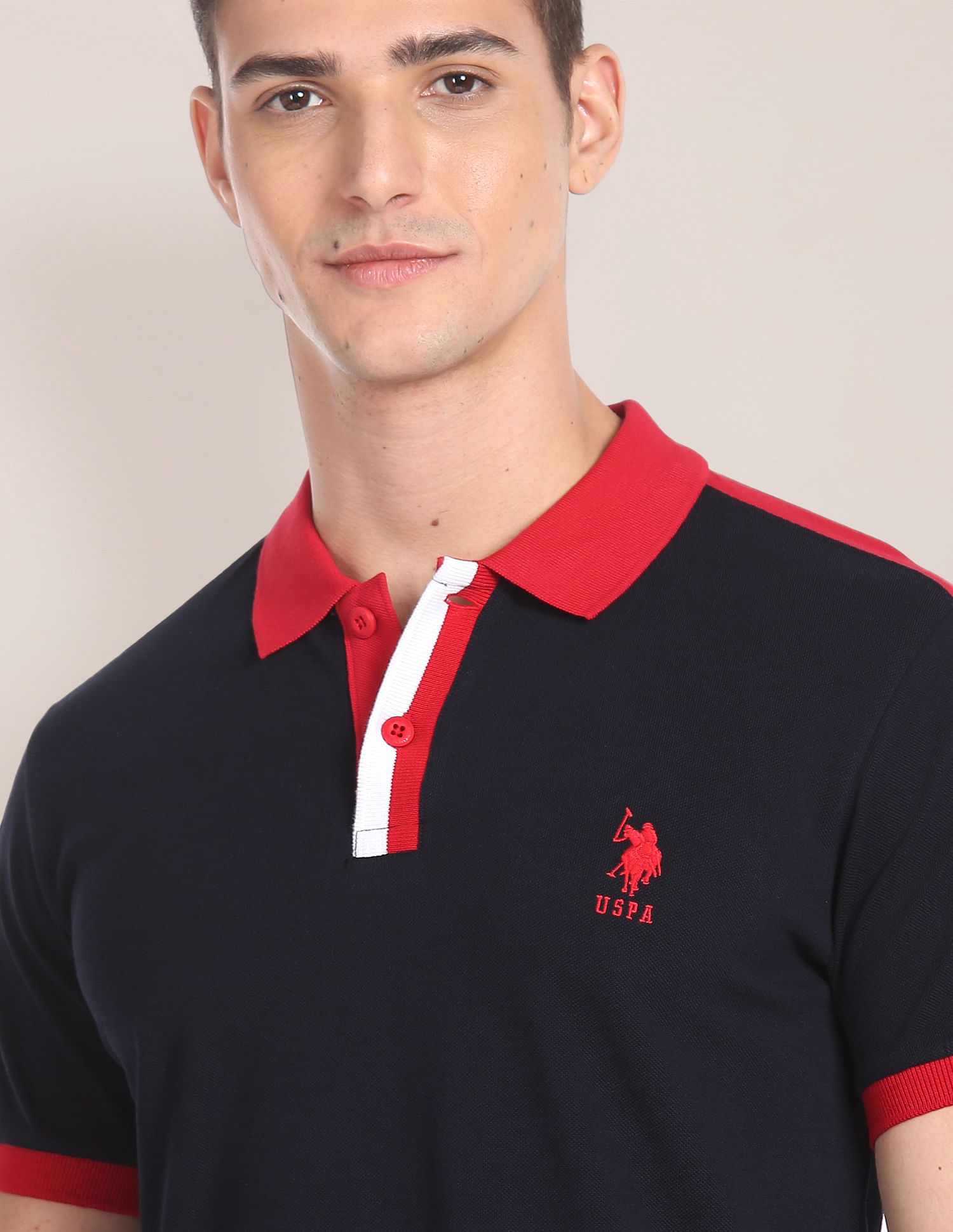 Striped Sleeve Cotton Polo Shirt Navy - U.S. POLO ASSN. | Large