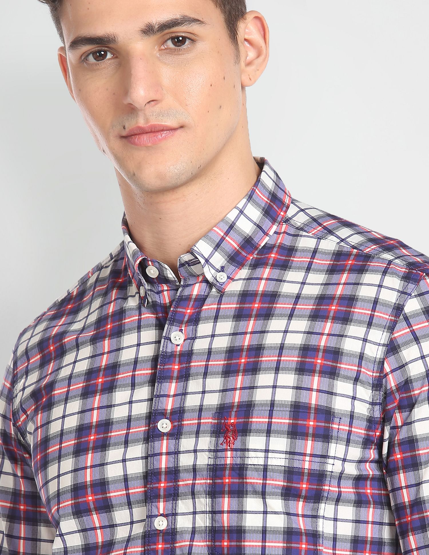 Slim Fit Pure Cotton Casual Shirt Ecru - U.S. Polo Assn. India | Large