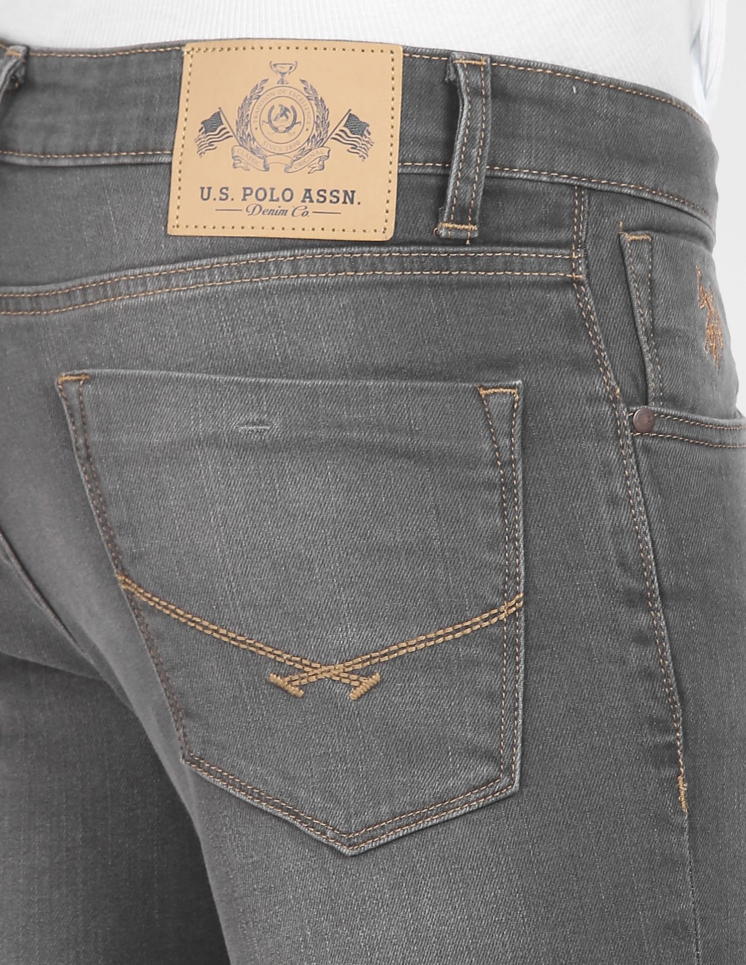 Brandon Slim Tapered Fit Stone Wash Jeans Grey - U.S. POLO ASSN. | Large