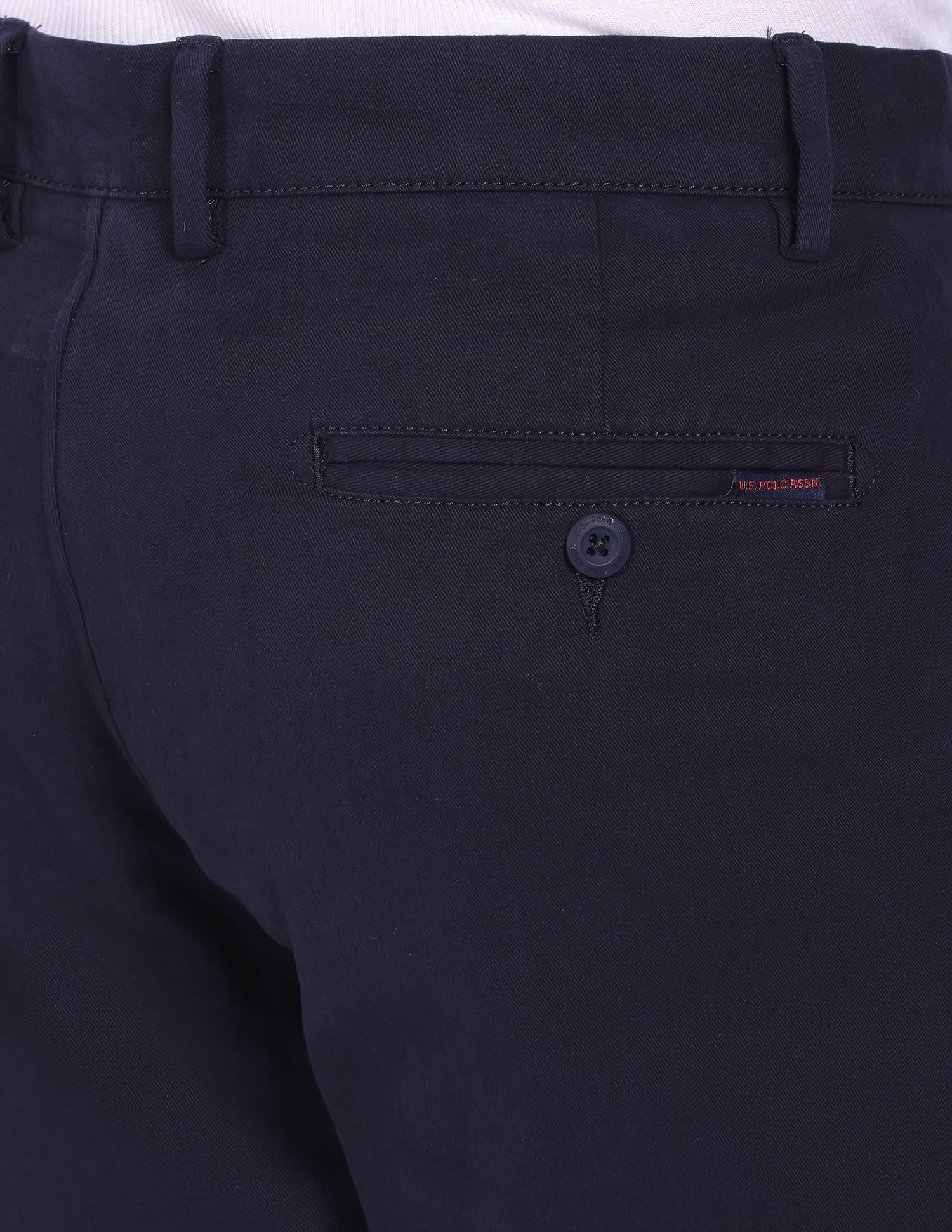 Mid Rise Solid Austin Trim Fit Casual Trousers Navy - U.S. Polo Assn. India | Large