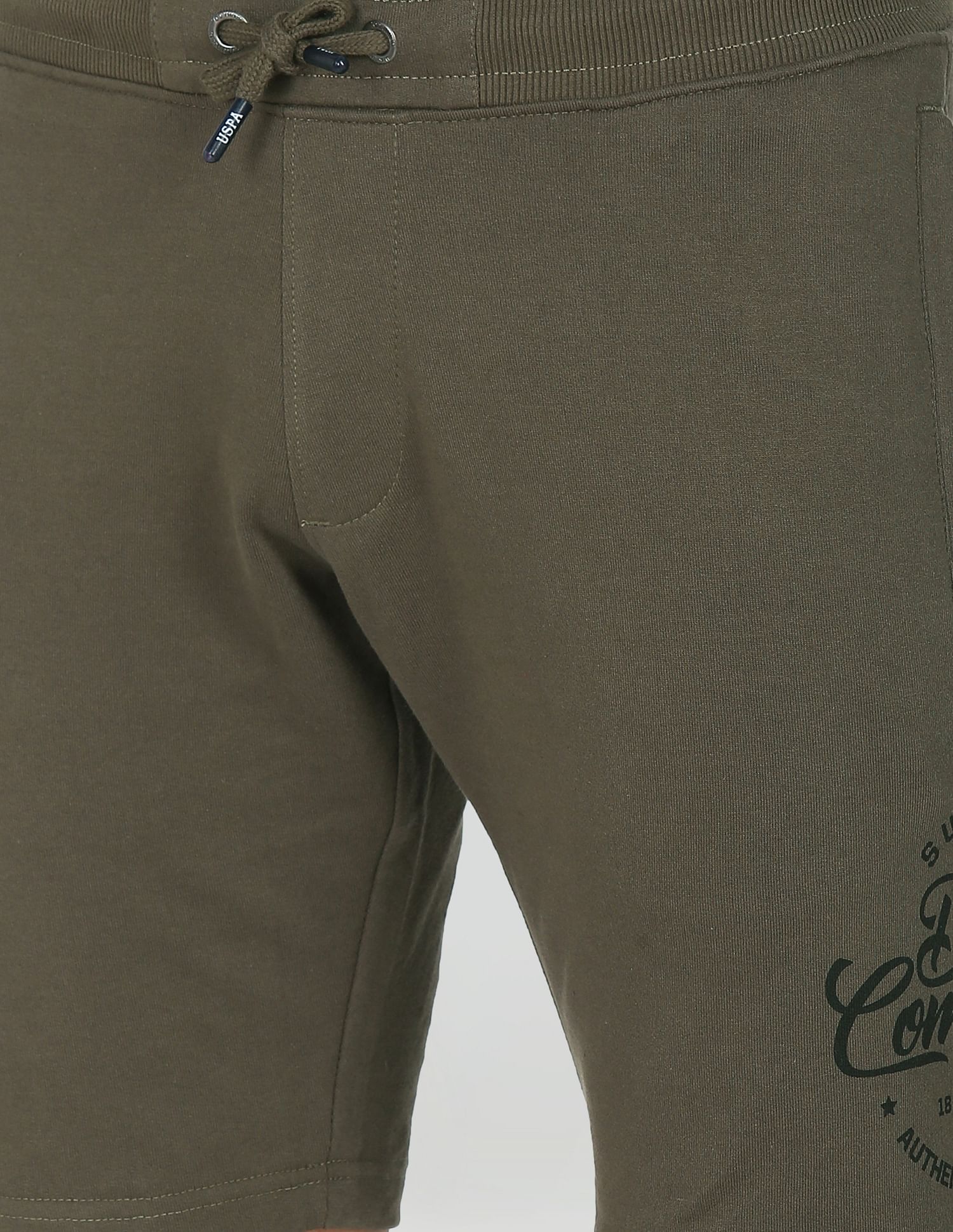 Mid Rise Drawstring Waist Brand Logo Shorts Olive - U.S. POLO ASSN. | Large