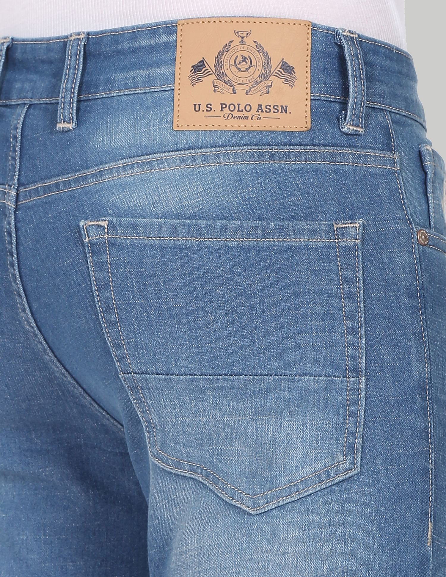 Brandon Slim Tapered Fit Stone Wash Jeans Blue - U.S. POLO ASSN. | Large