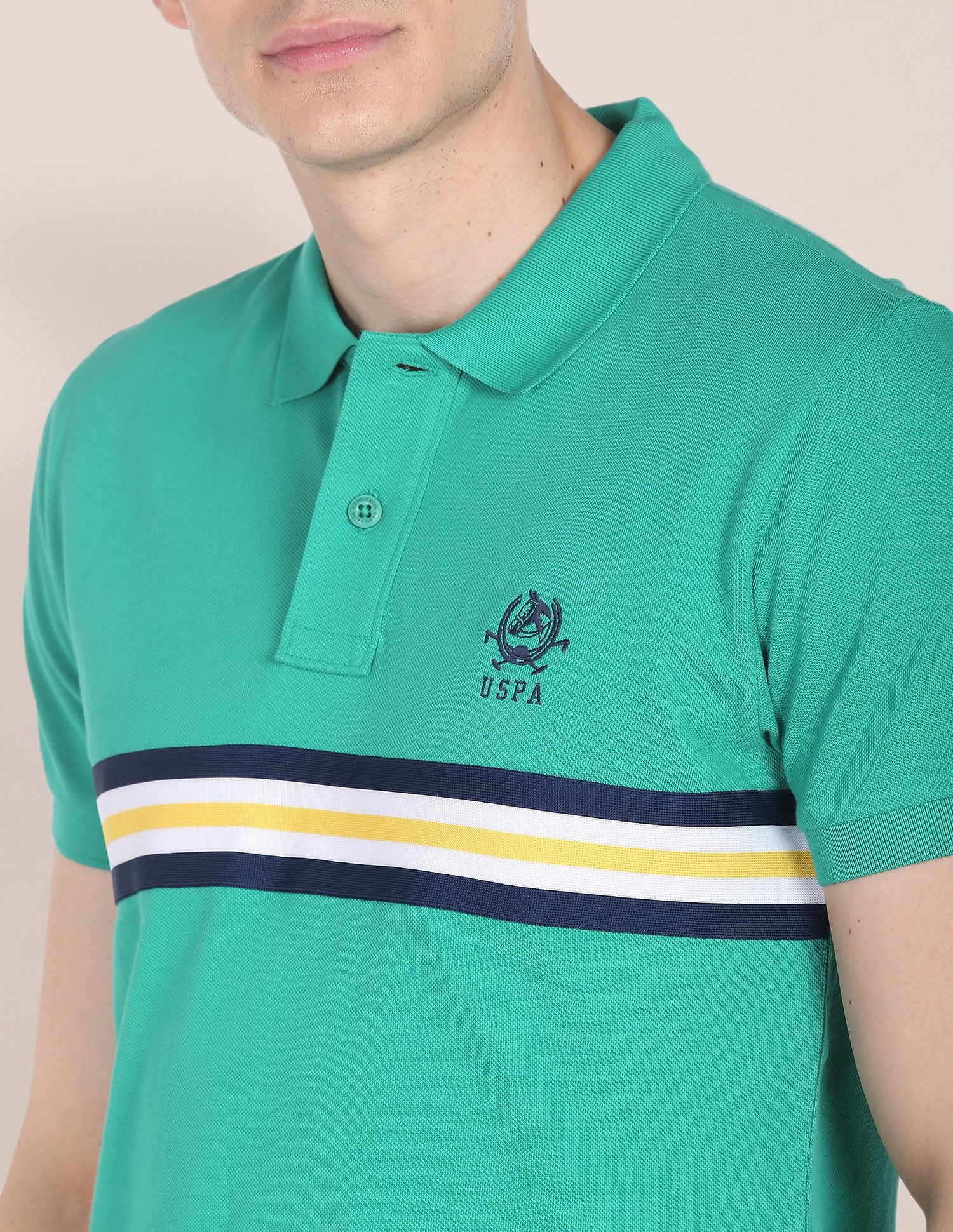 Brand Tape Cotton Polo Shirt Green - U.S. Polo Assn. India | Large